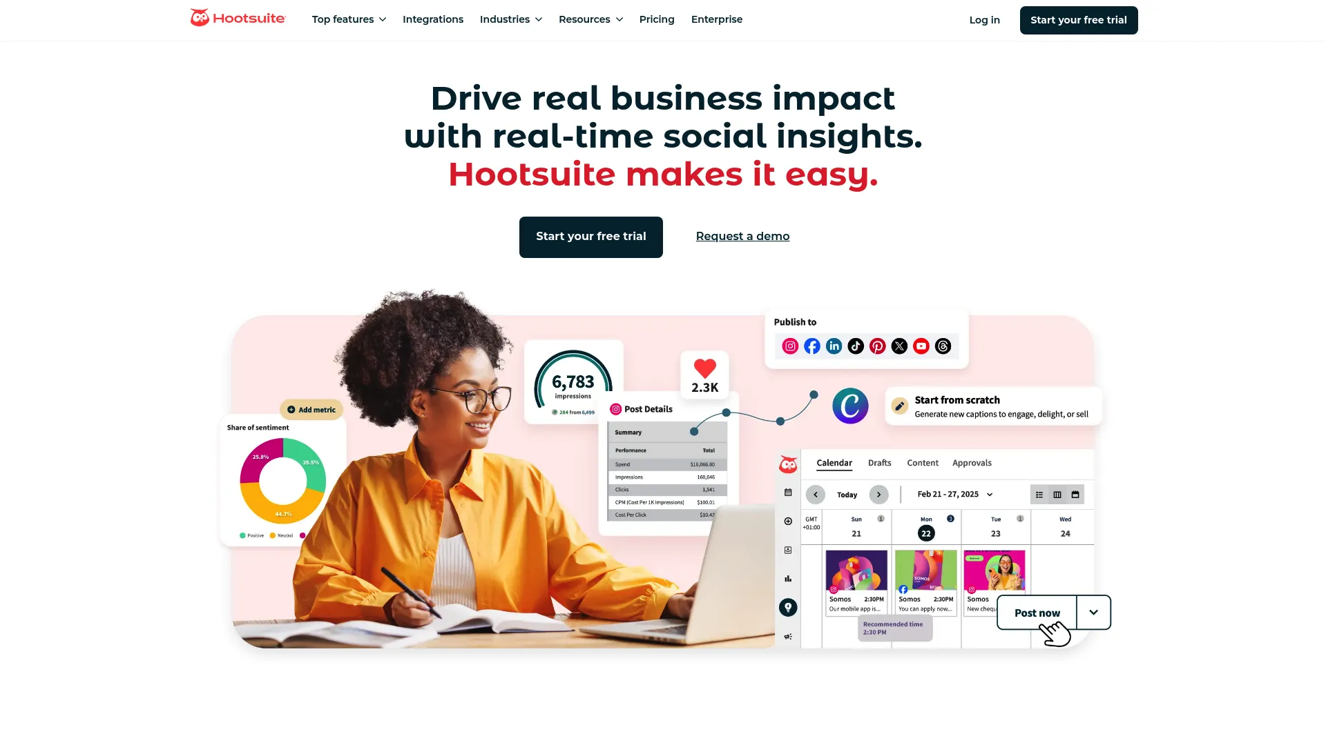 Hootsuite dashboard showing integration options