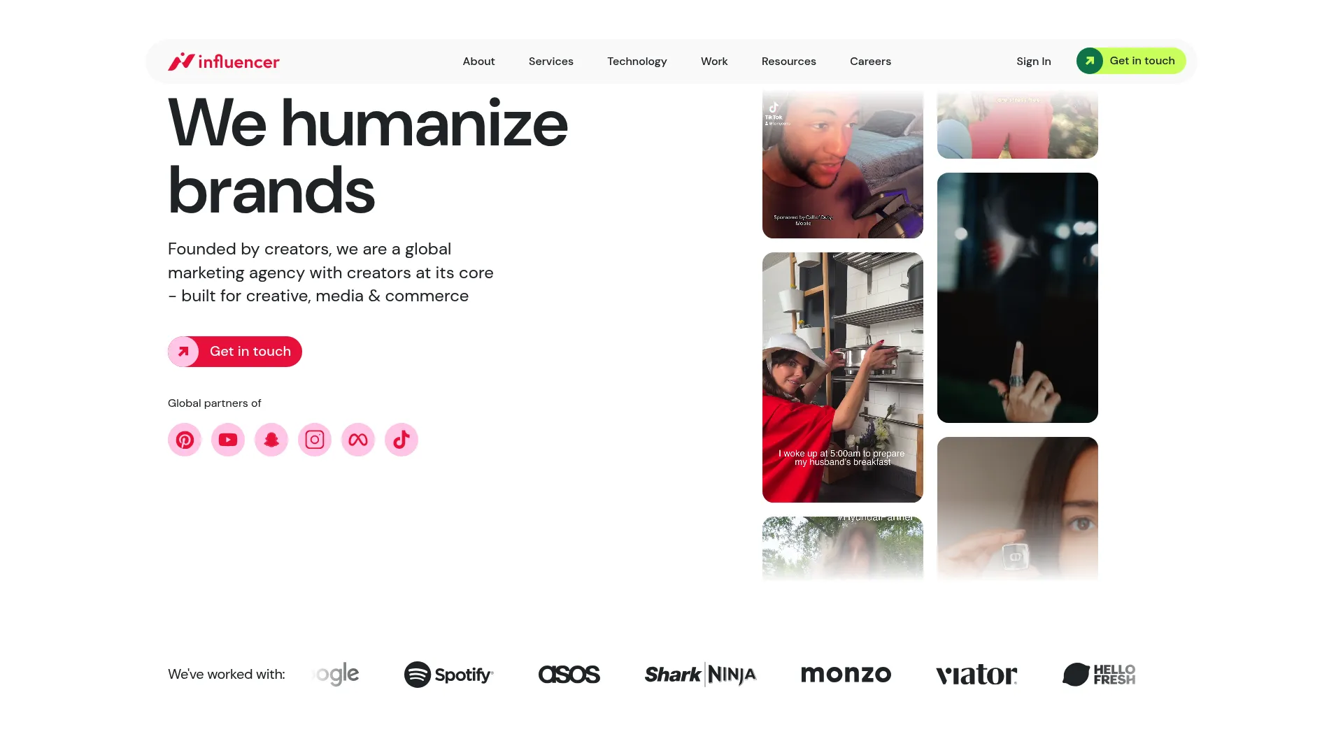 screenshot of influencer.com