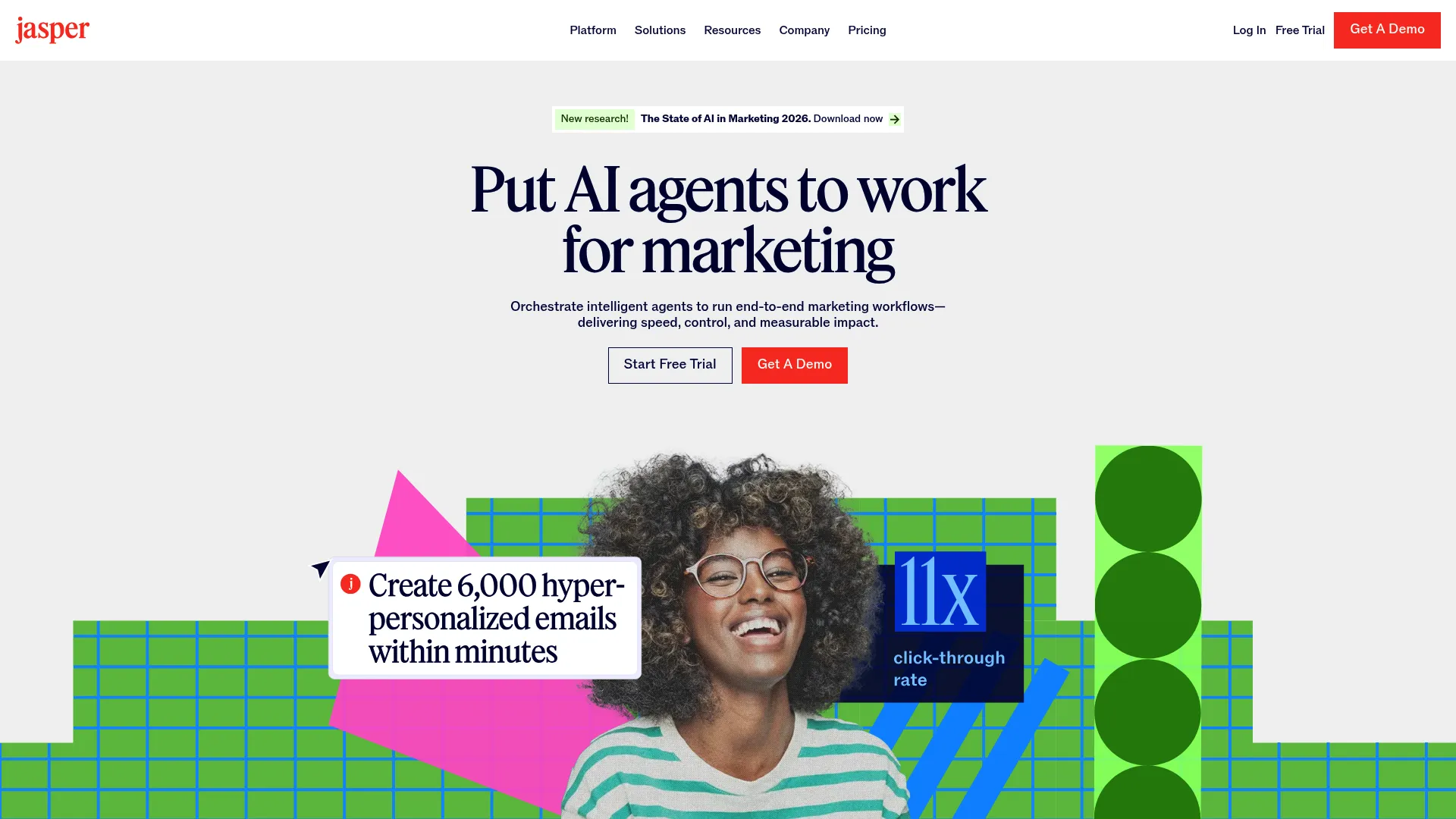 Screenshot of Jasper AI content generation platform