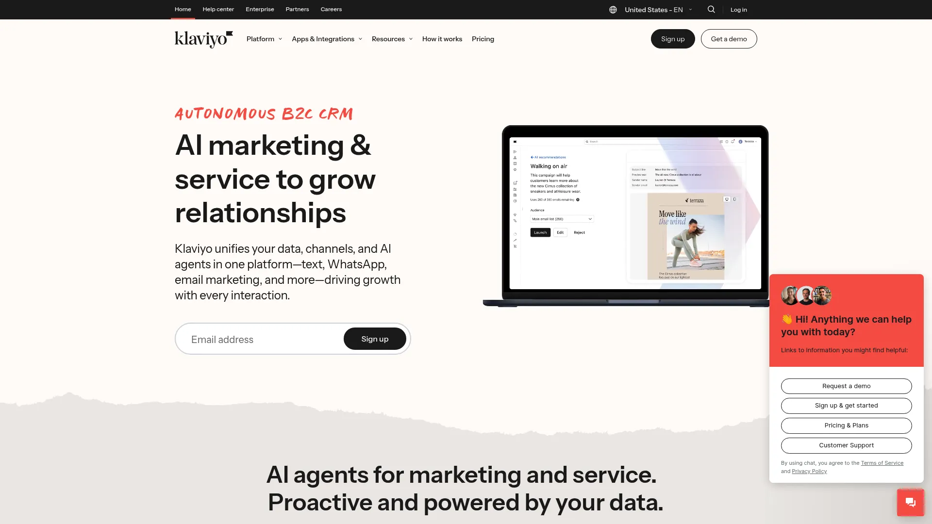 Klaviyo e-commerce analytics and customer data platform