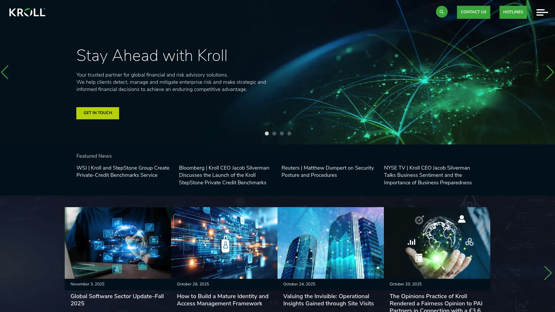 Kroll business valuation services homepage