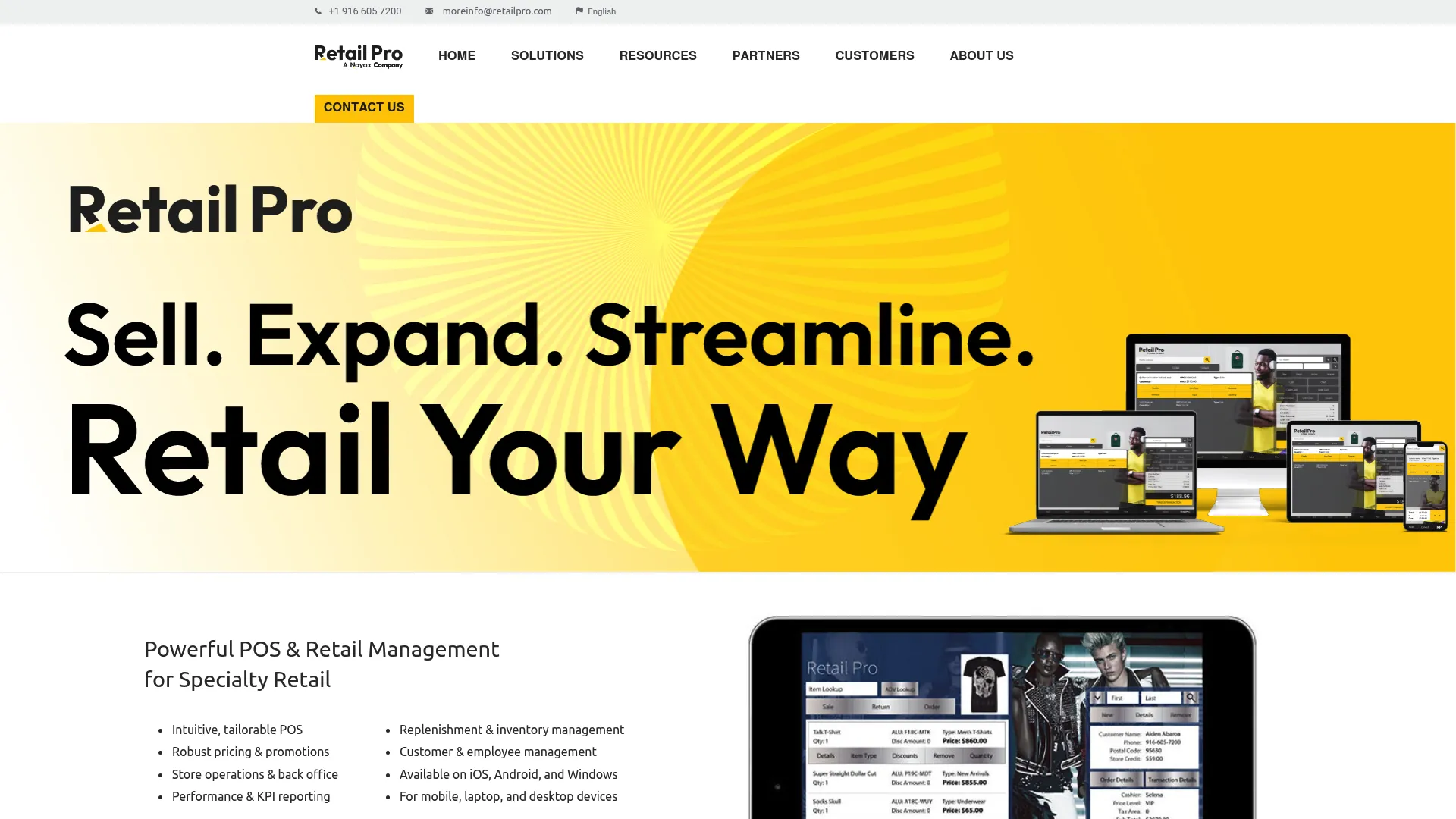 Screenshot of Retail Pro interface