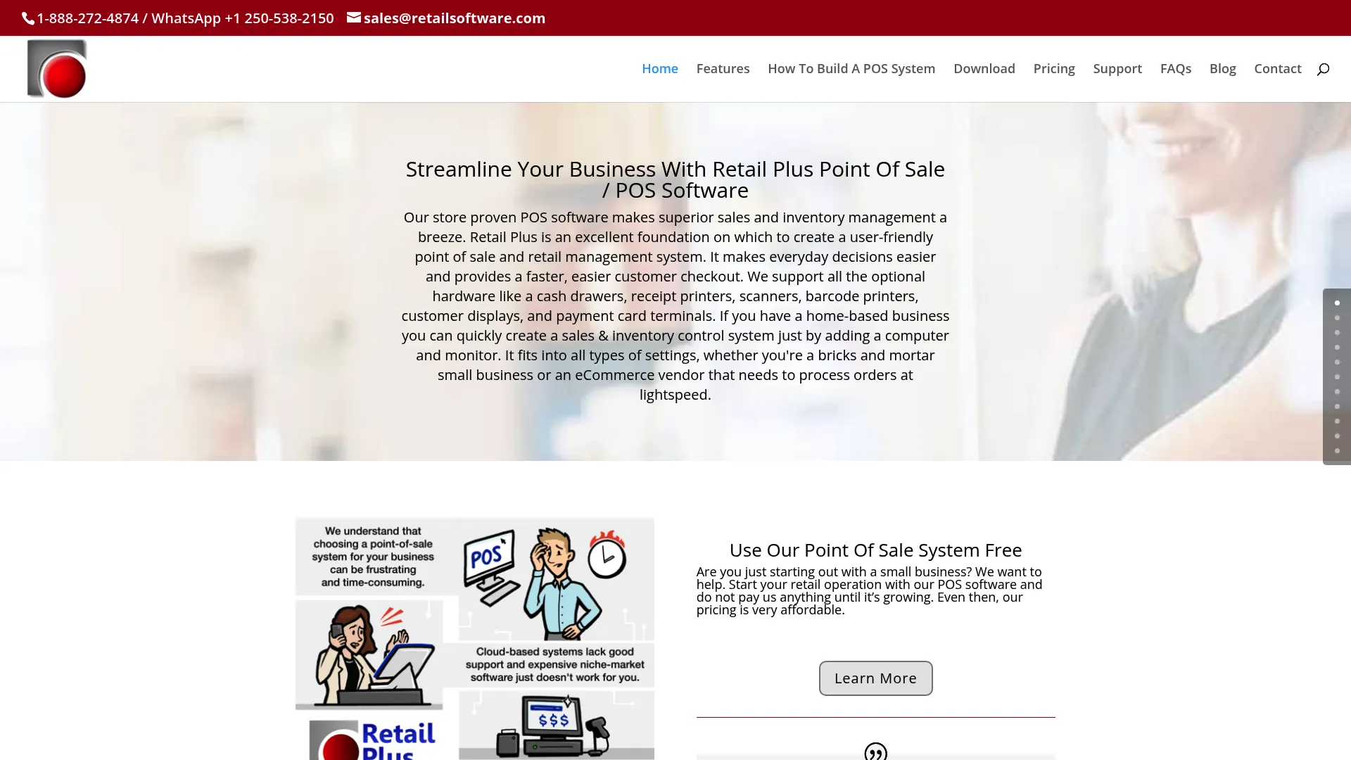 Screenshot of Retail Plus interface showing point of sale features