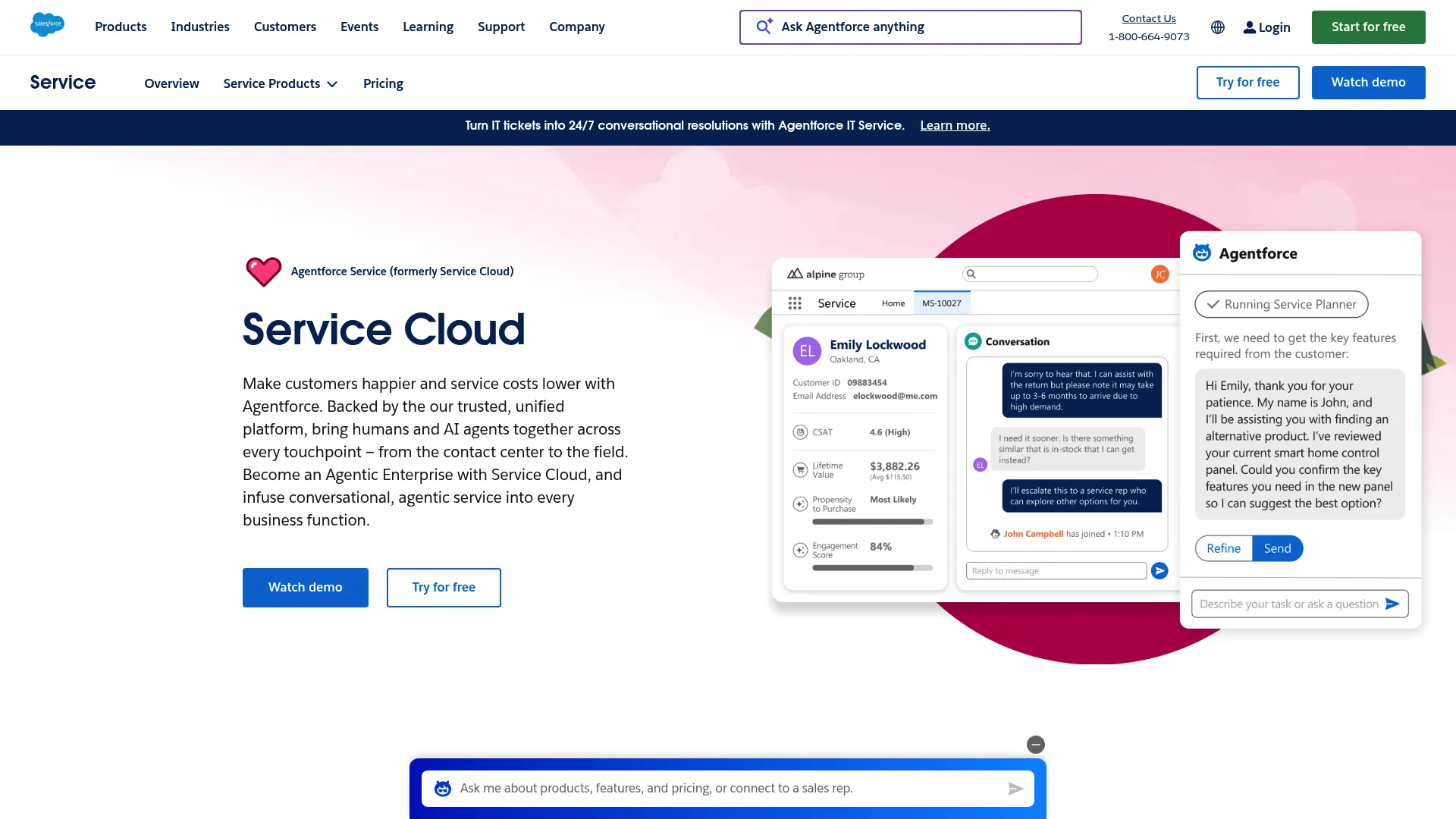 Salesforce Service Cloud enterprise platform interface