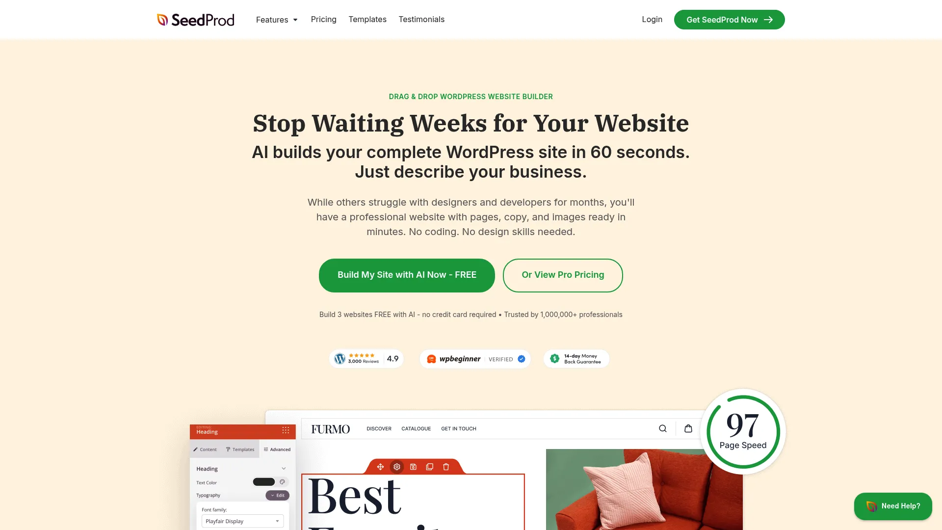 SeedProd WordPress landing page templates