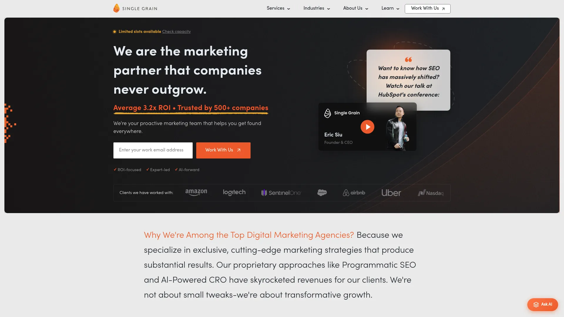 Screenshot of Single Grain website