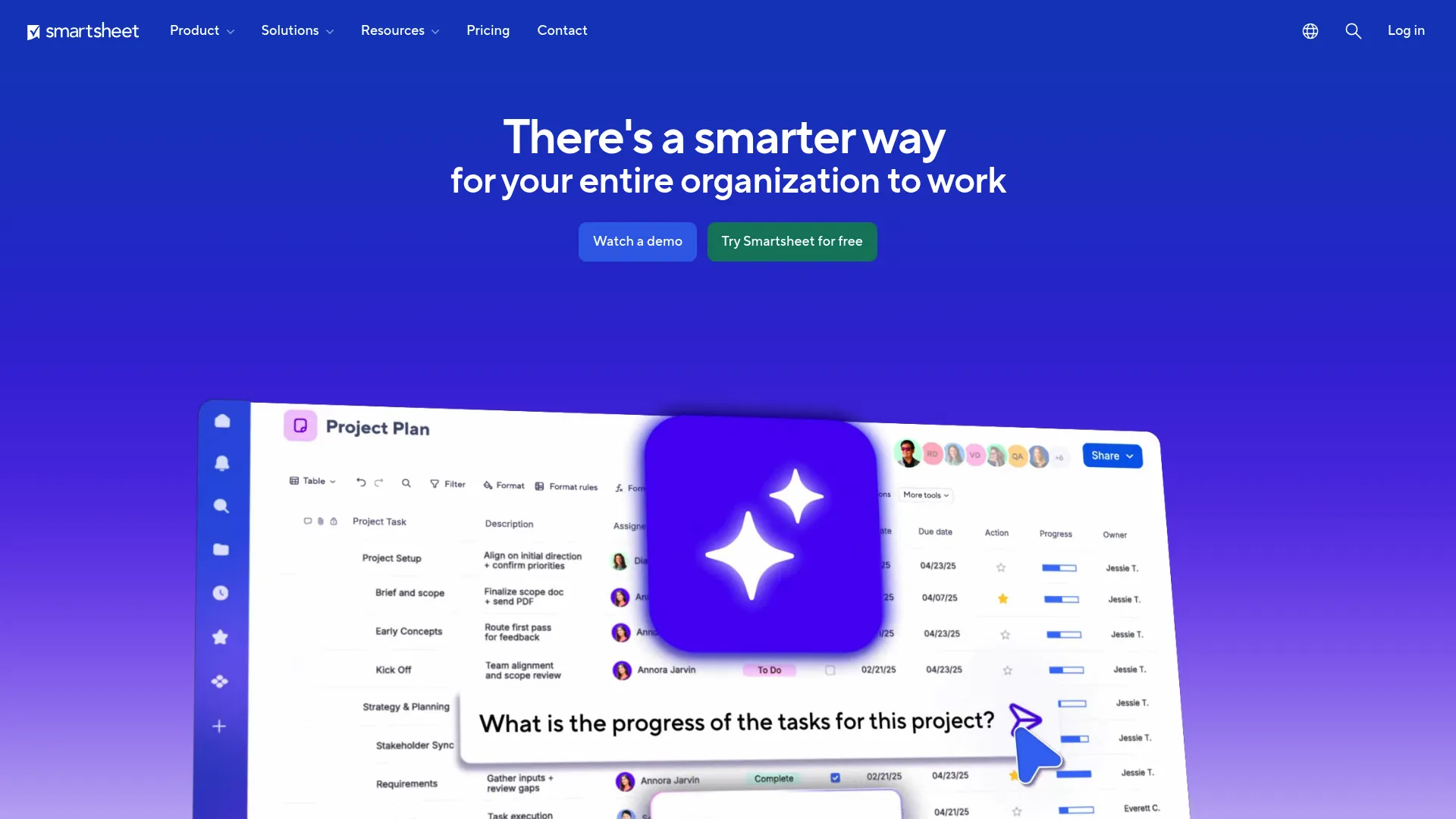 Smartsheet spreadsheet-style project management