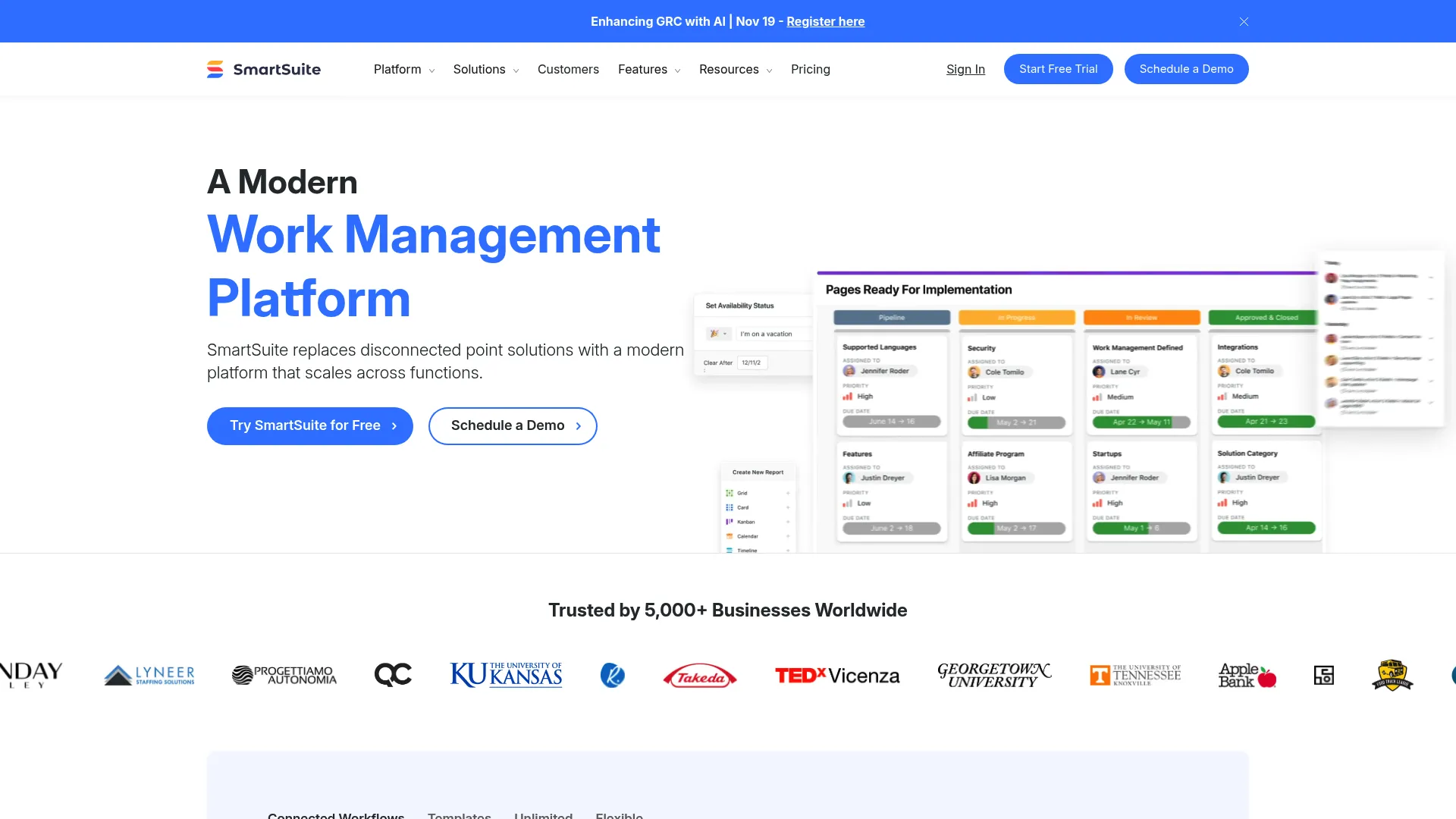 SmartSuite dashboard interface