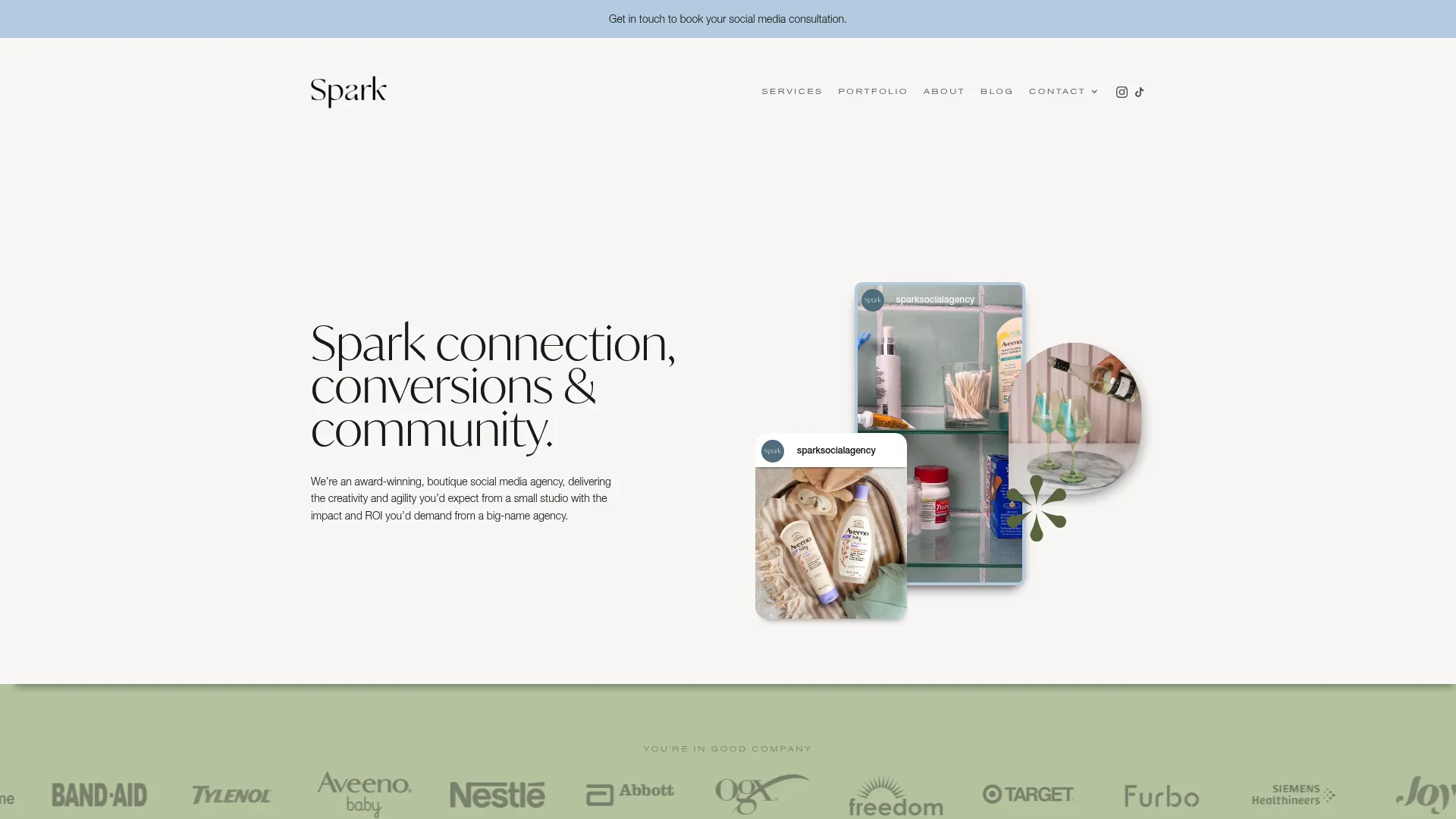Screenshot of Spark Social Agency website