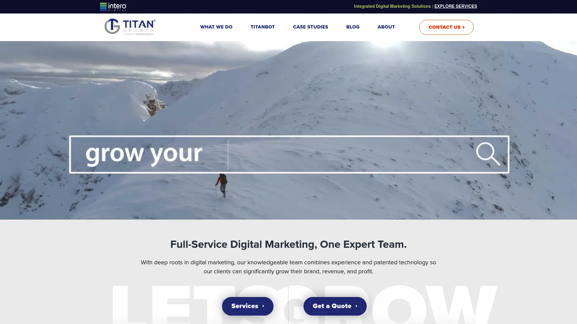 Screenshot of Titan Growth homepage