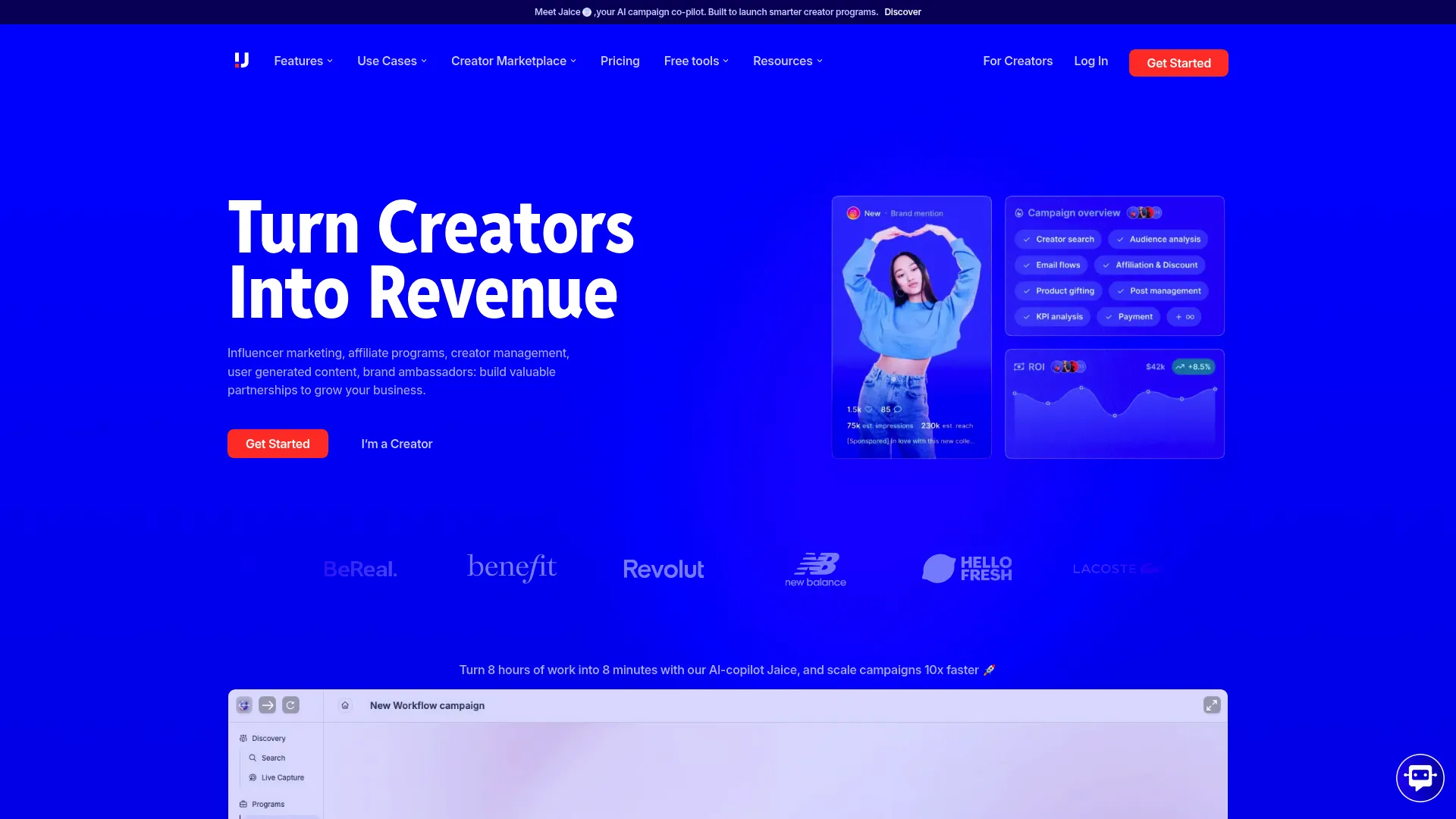 screenshot of upfluence.com