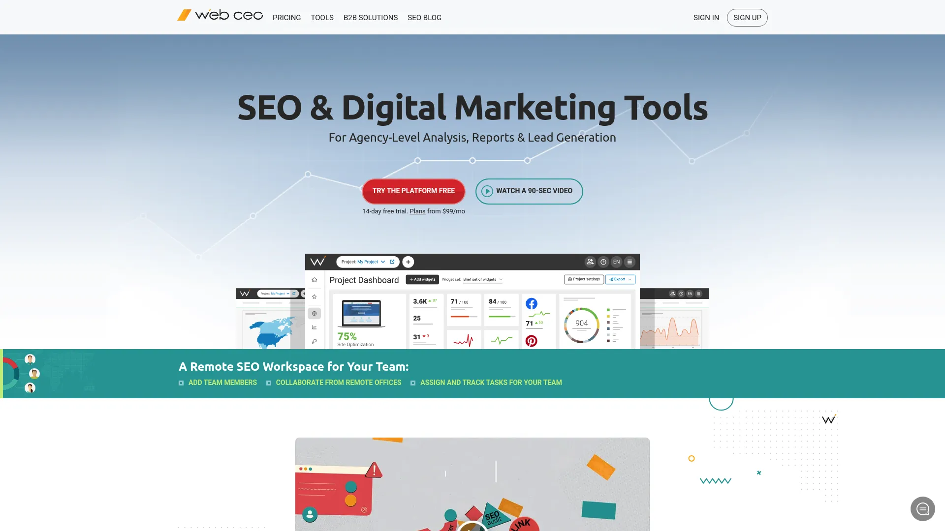 WebCEO Rank Tracking Interface