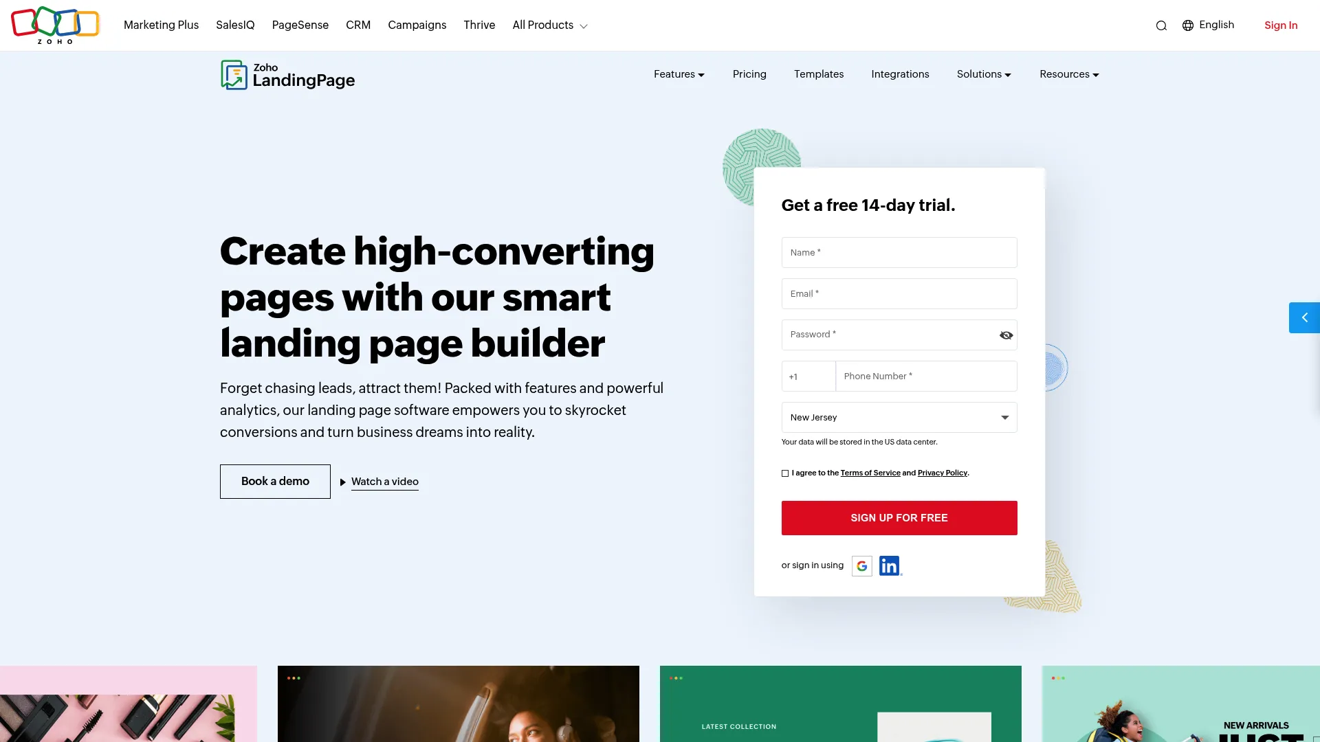 Zoho LandingPage integrated ecosystem