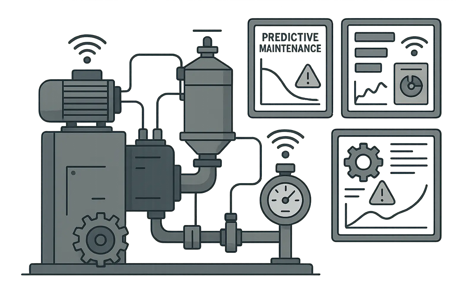 Predictive maintenance AI system monitoring industrial equipment