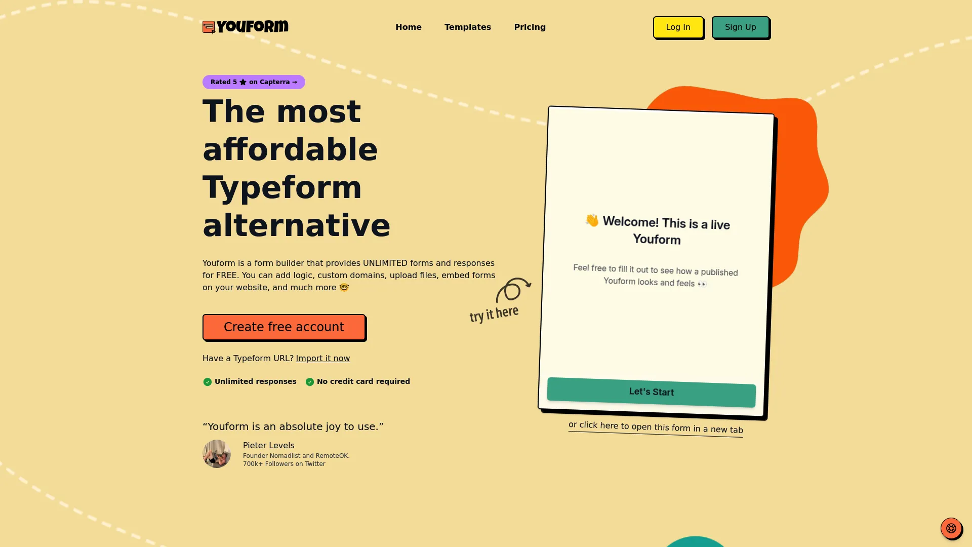 Youform interface screenshot
