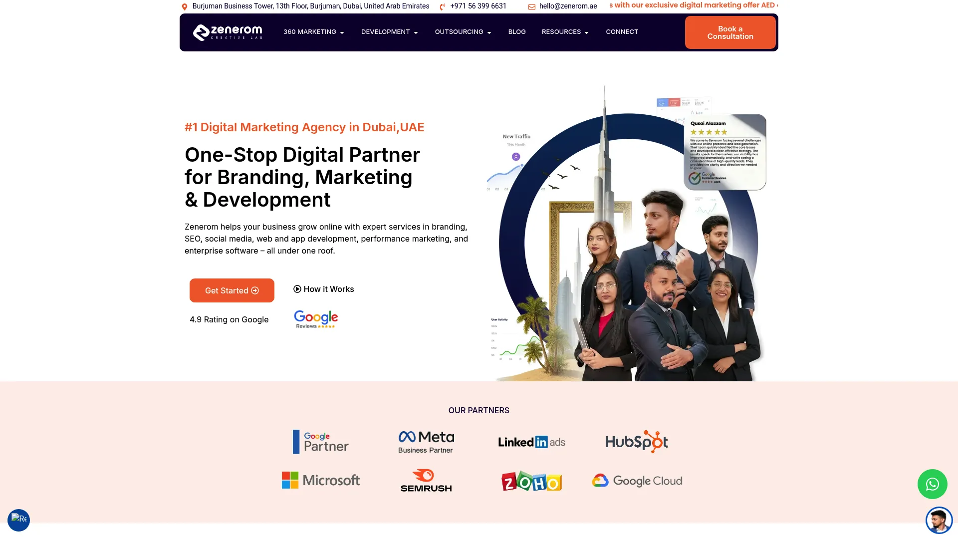 Screenshot of Zenerom's homepage