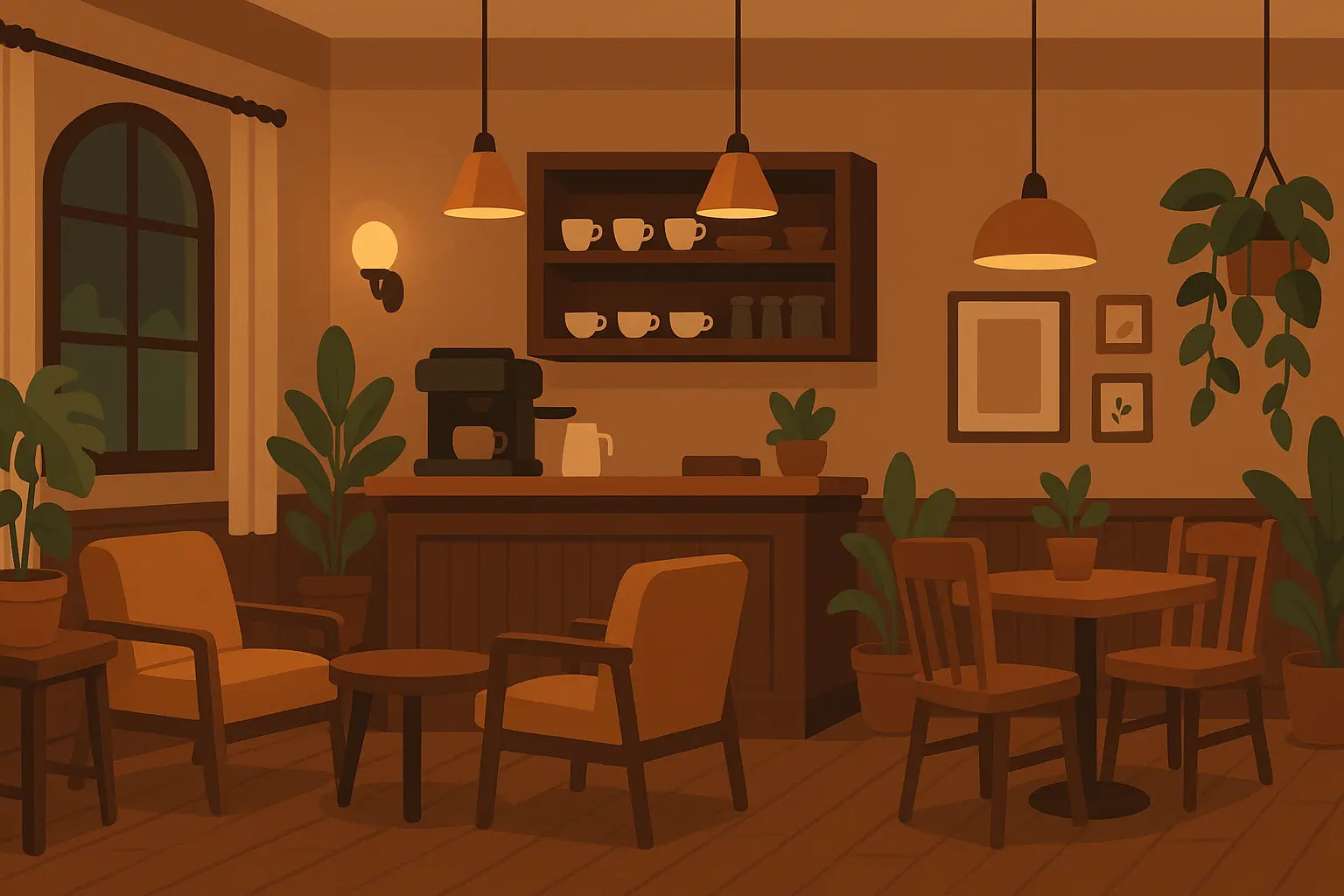 Coffee shop interior atmosphere