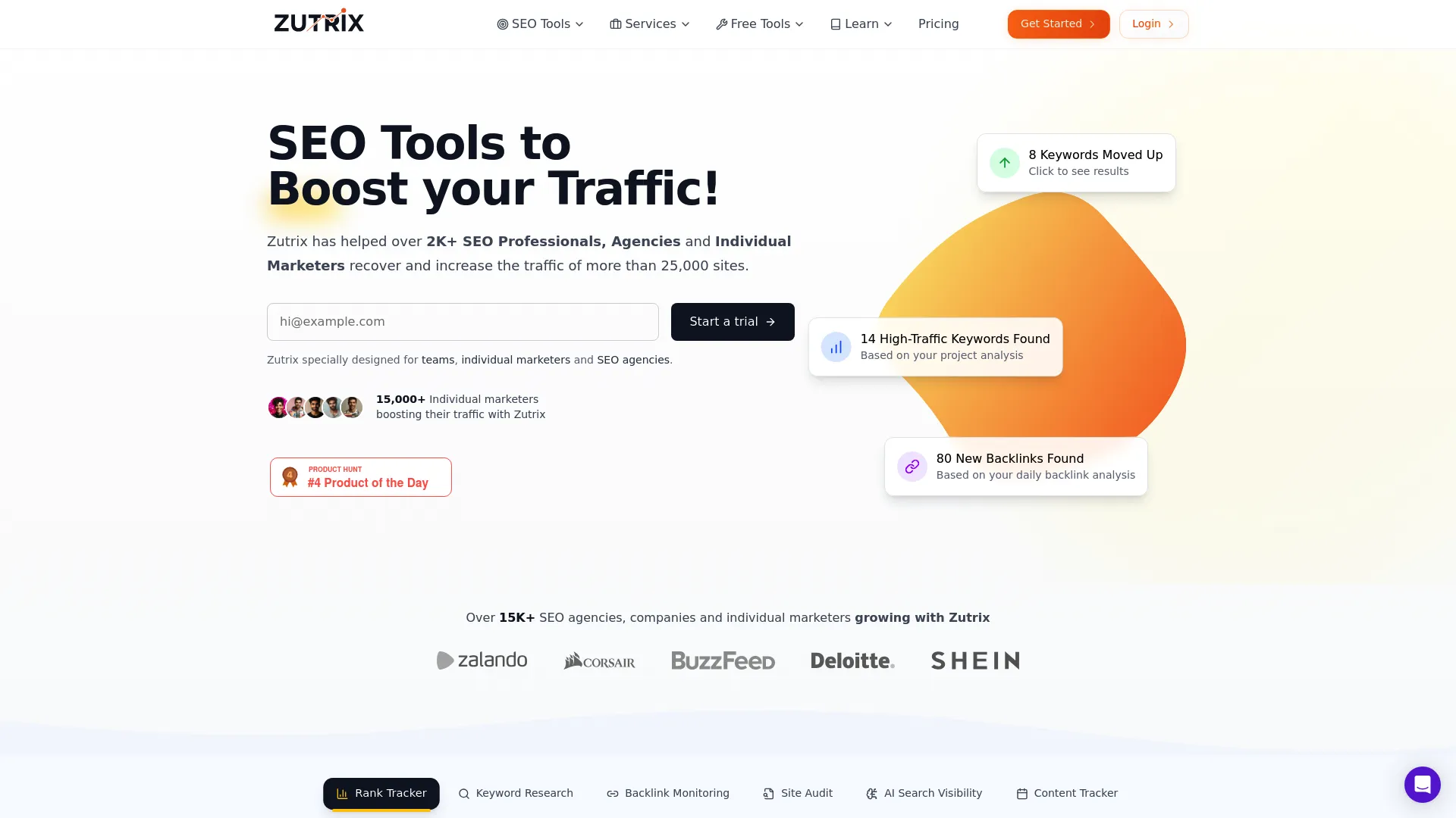 Zutrix SEO tool interface