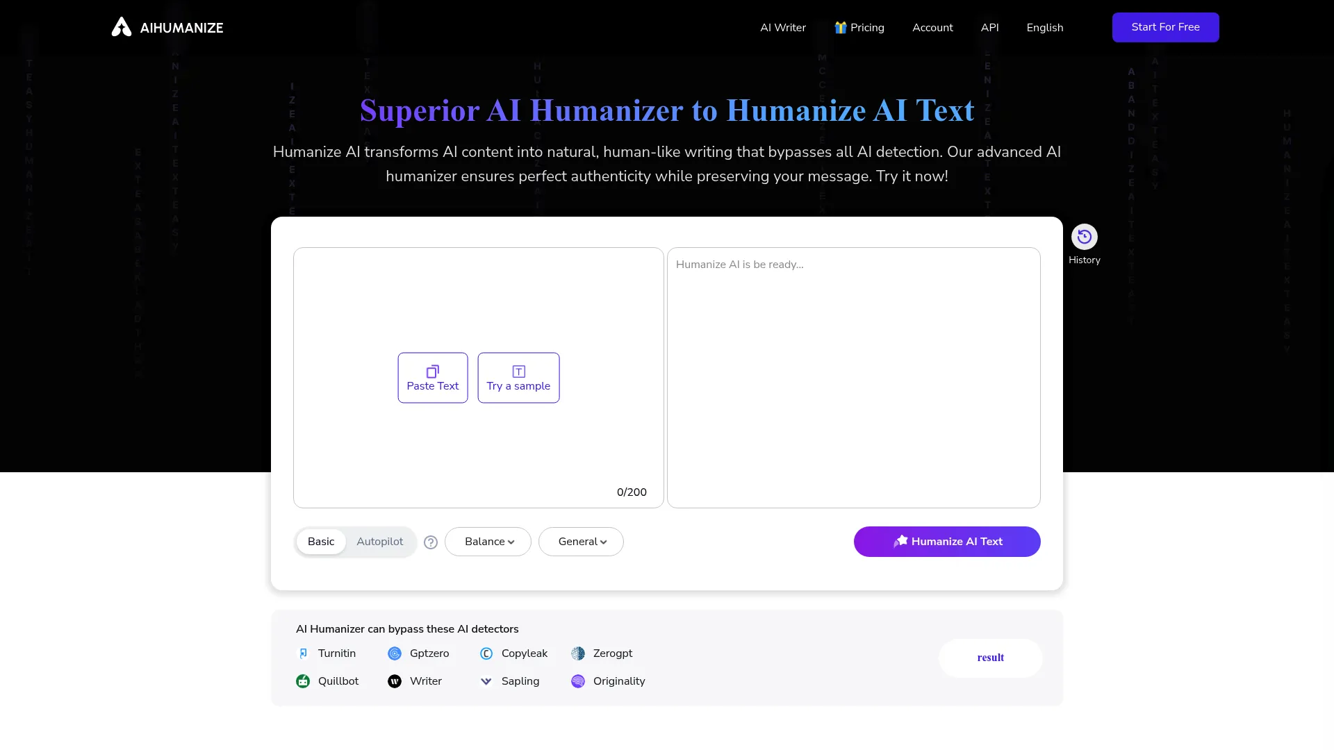 AIHumanize.io scene selection