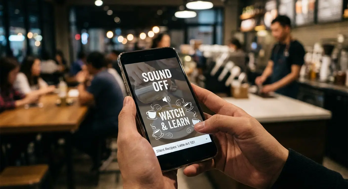 Silent video content with text overlays