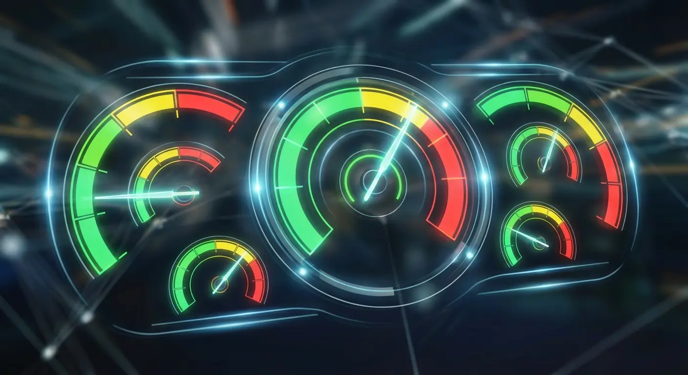 Core Web Vitals performance metrics showing LCP, FID, and CLS scores