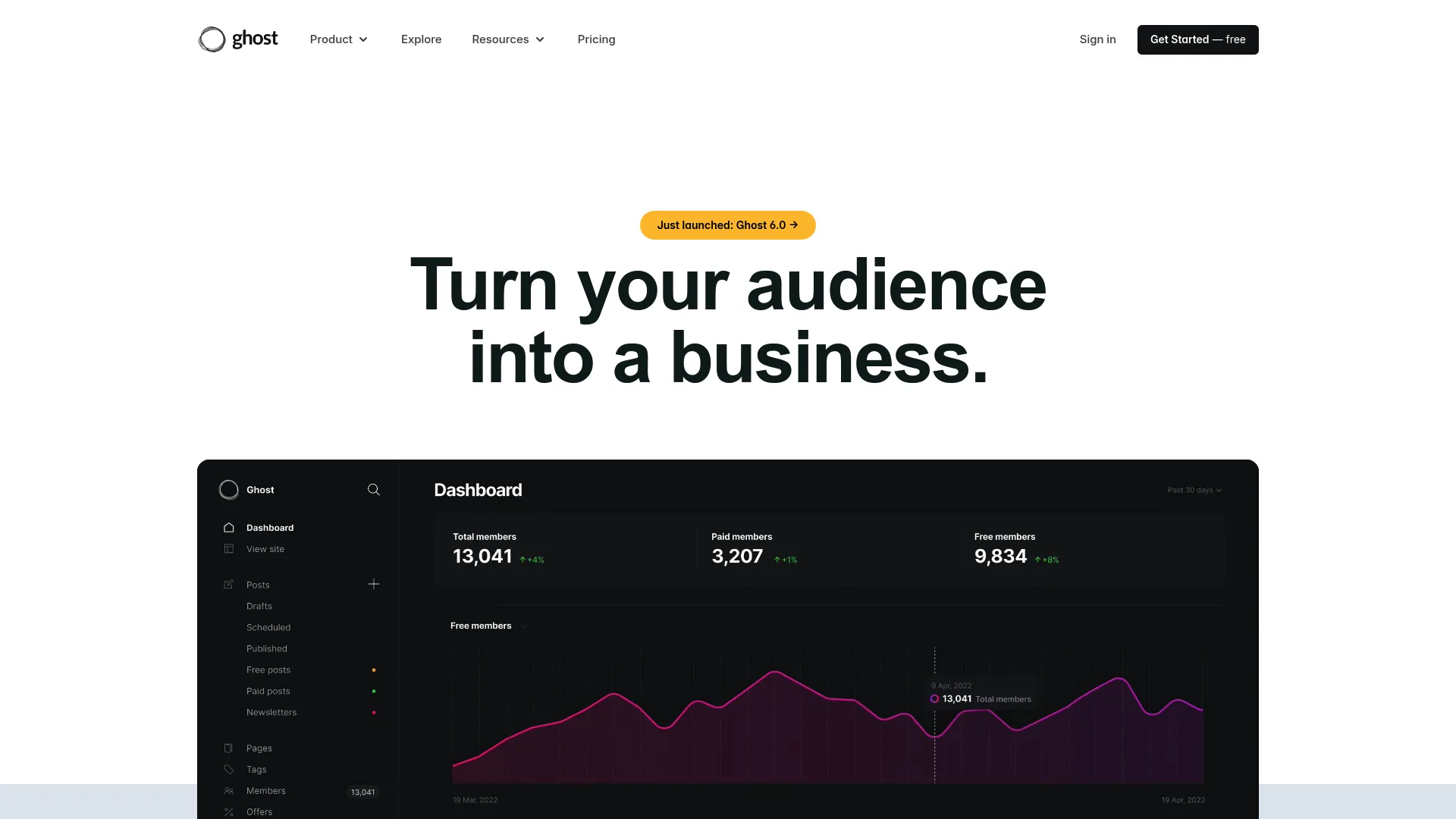 Ghost platform homepage