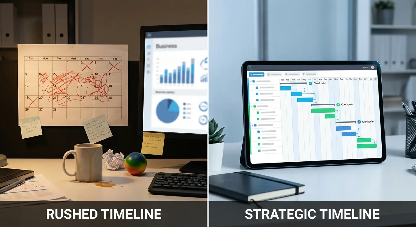 Calendar showing social media timeline planning