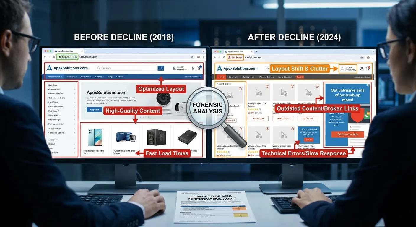 Competitor ranking decline analysis
