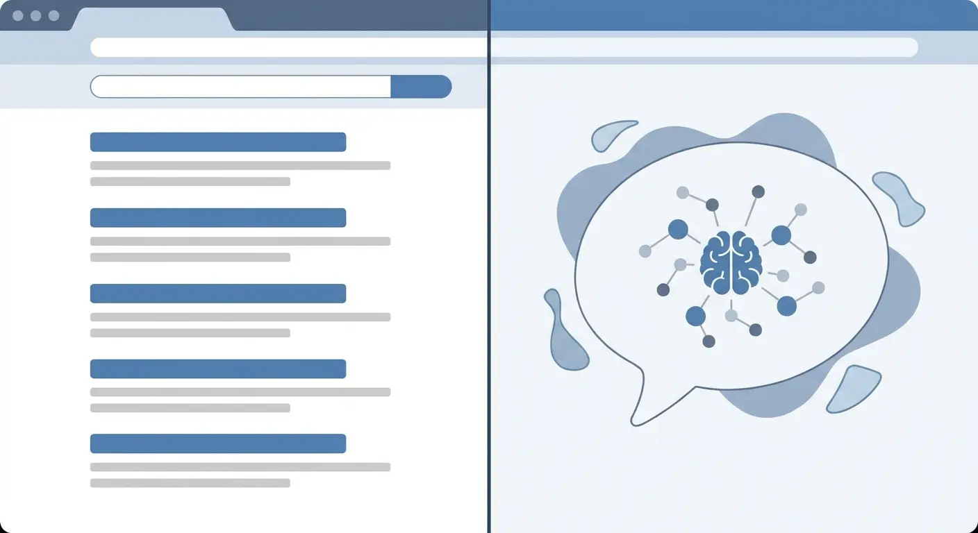Search engine vs answer engine comparison