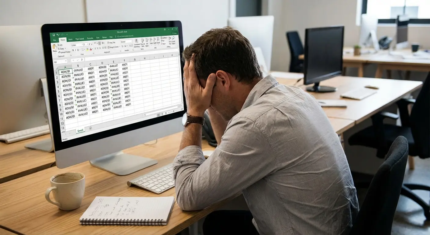 Screenshot showing common VLOOKUP errors with highlighted problem areas in Excel spreadsheet