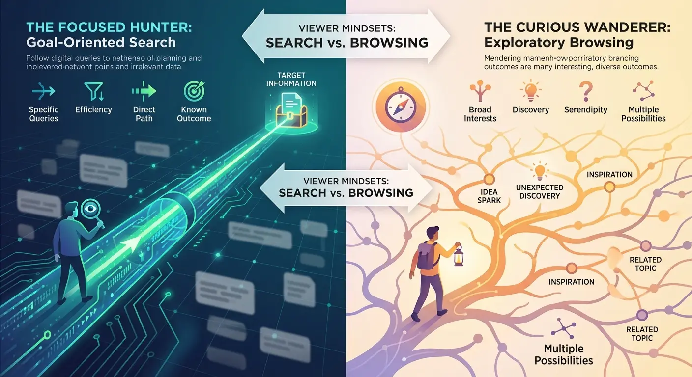 Search versus browse content strategy comparison
