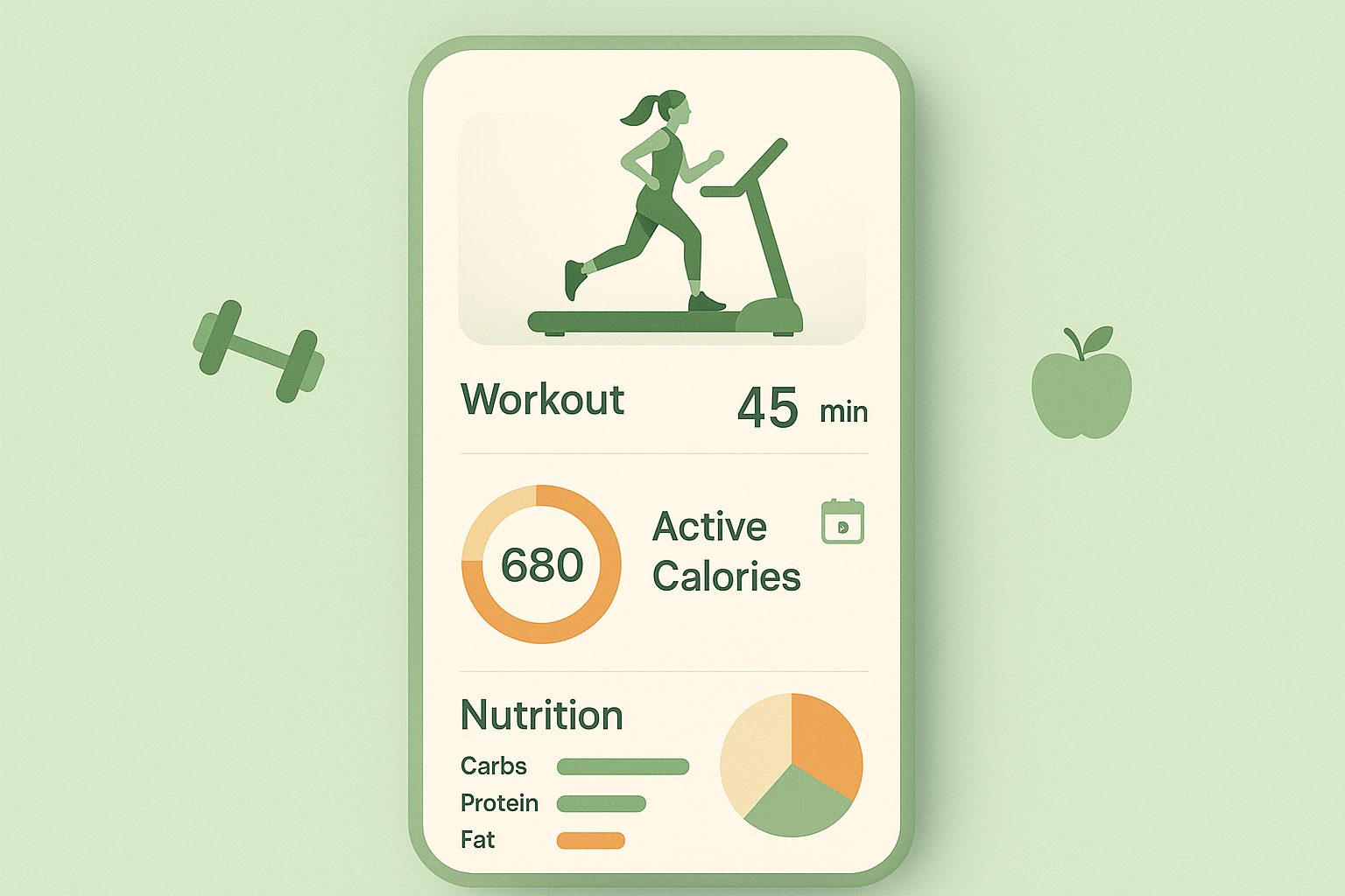 Health and fitness app tracking interface
