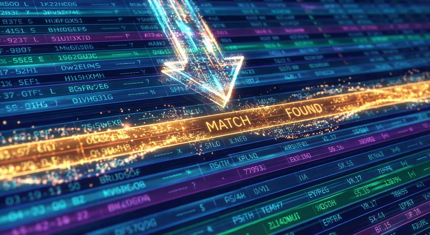 Diagram showing Excel's step-by-step VLOOKUP search process from top to bottom