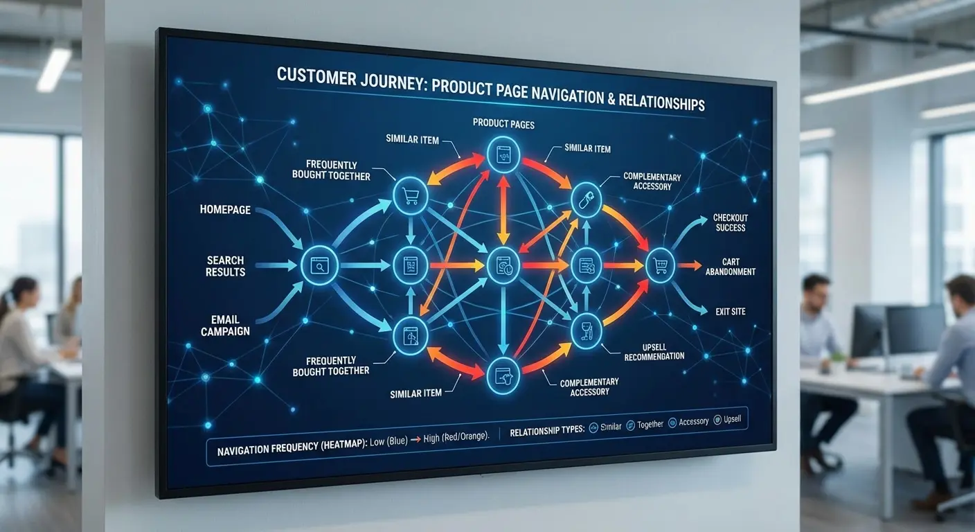 Visual map showing internal linking structure between related products