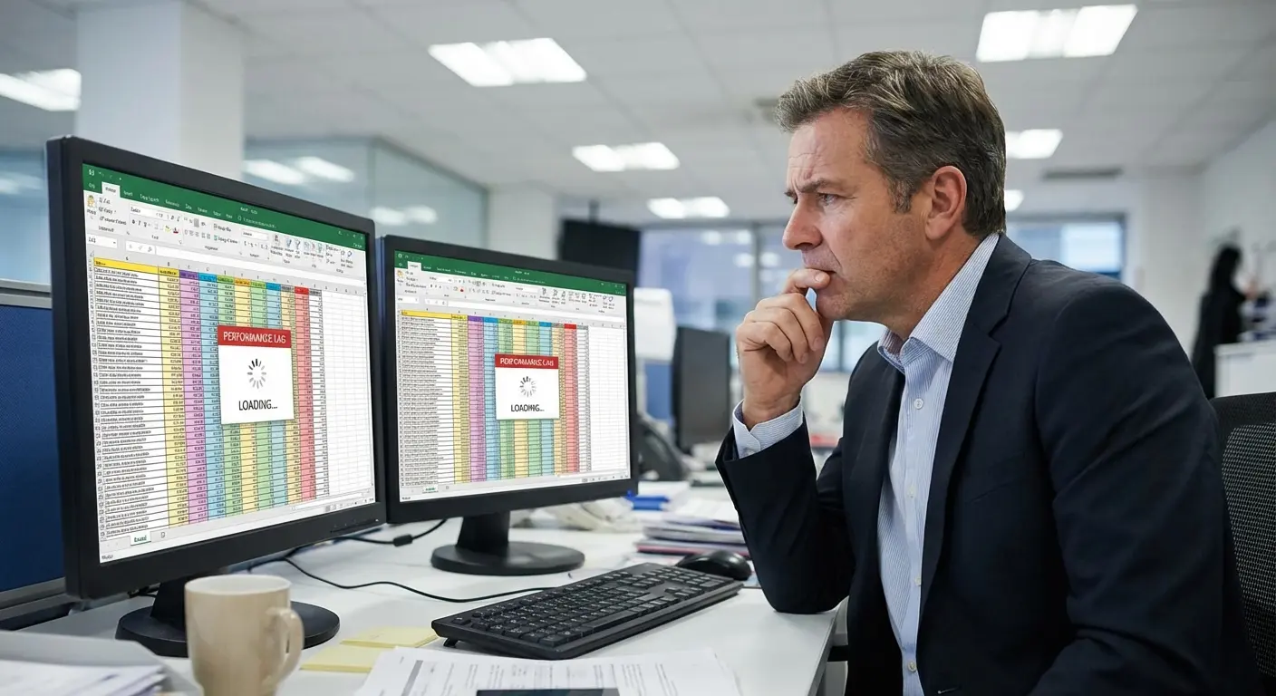 Graph showing VLOOKUP performance degradation as dataset size increases