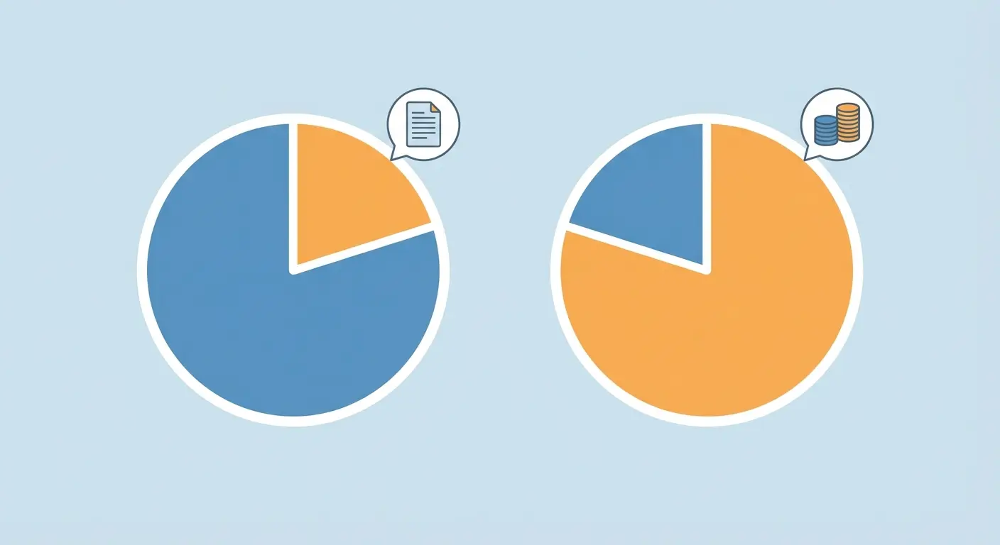 Content ratio chart showing traffic versus revenue distribution