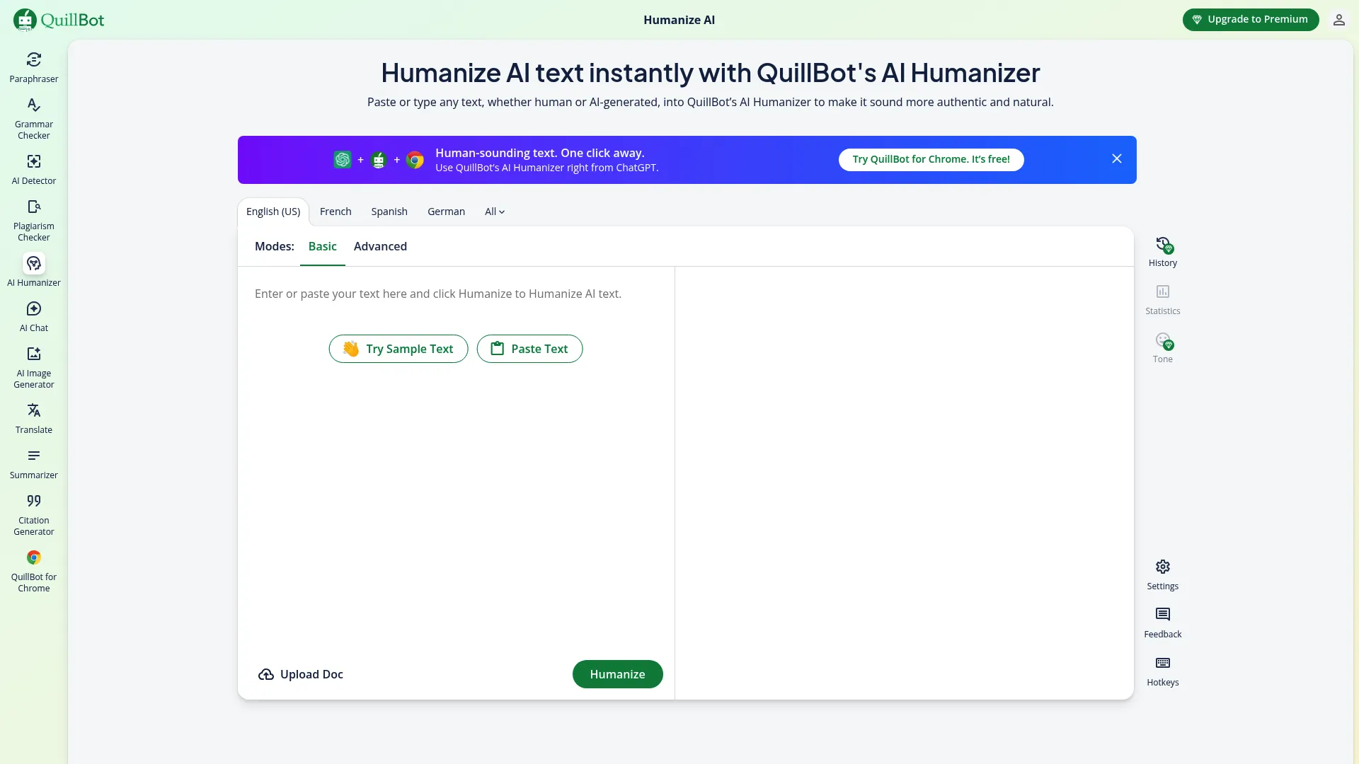 QuillBot AI Humanizer tool