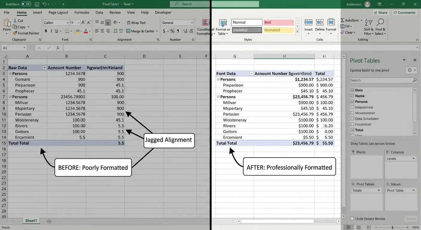 Number formatting in pivot tables