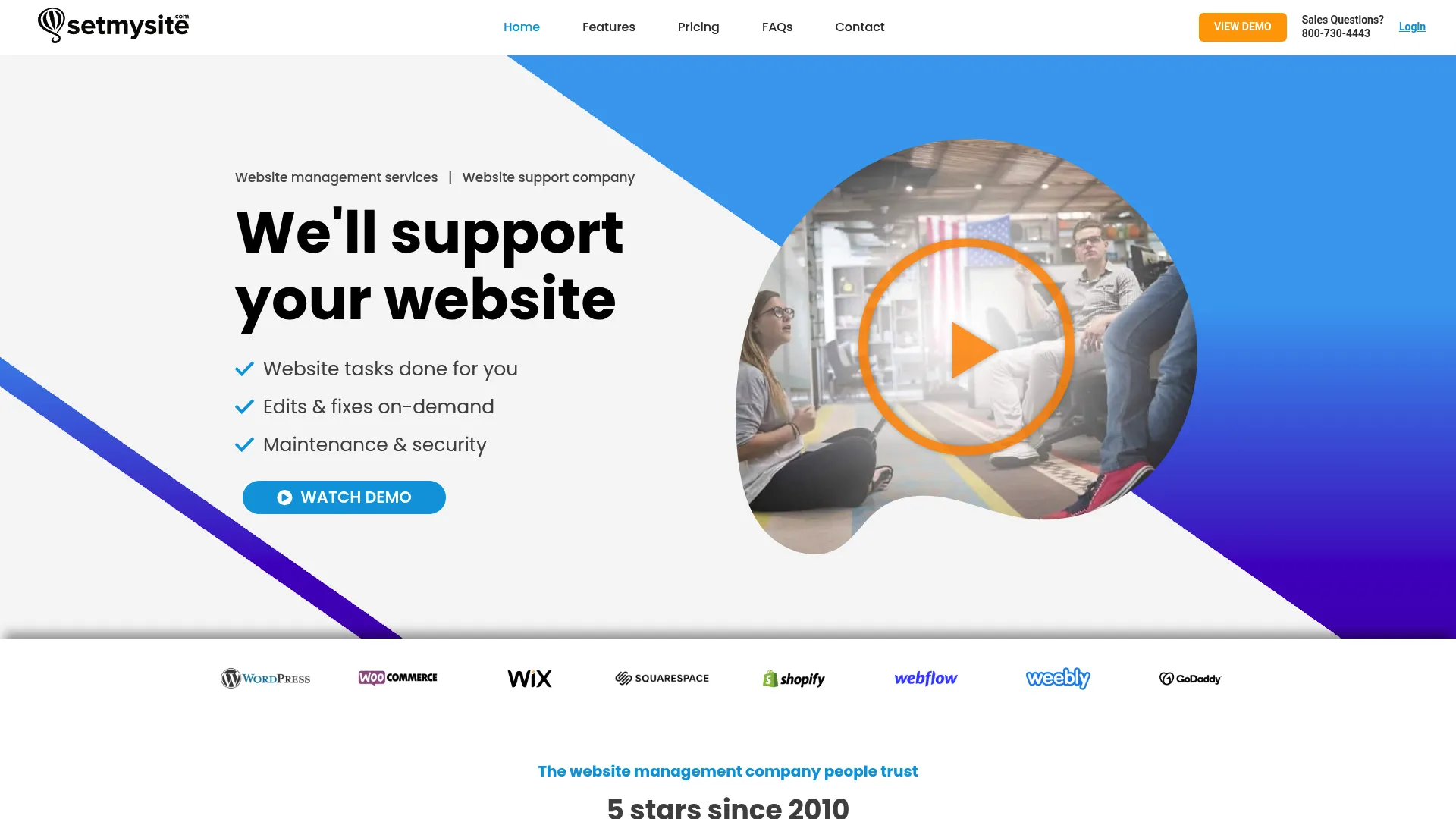 SetmySite website maintenance services homepage