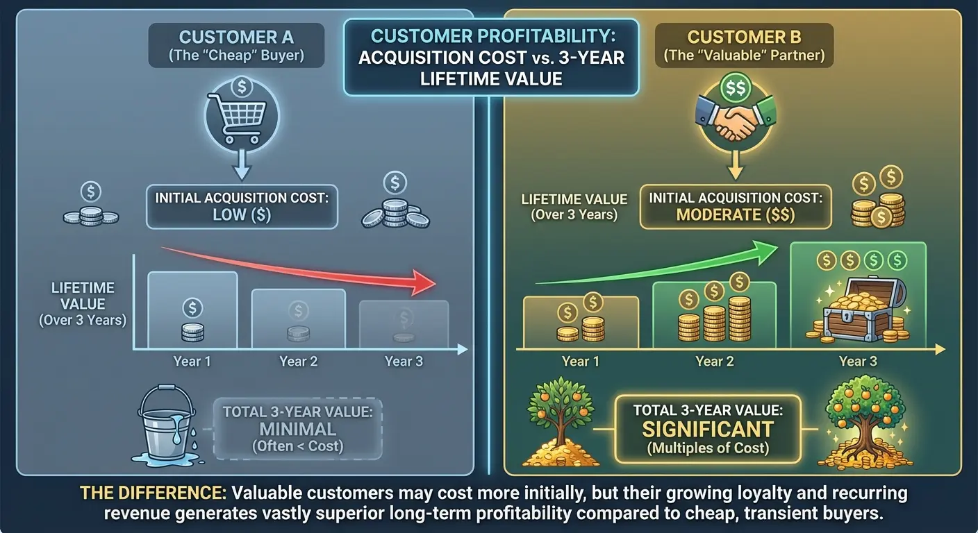 Customer lifetime value by acquisition source