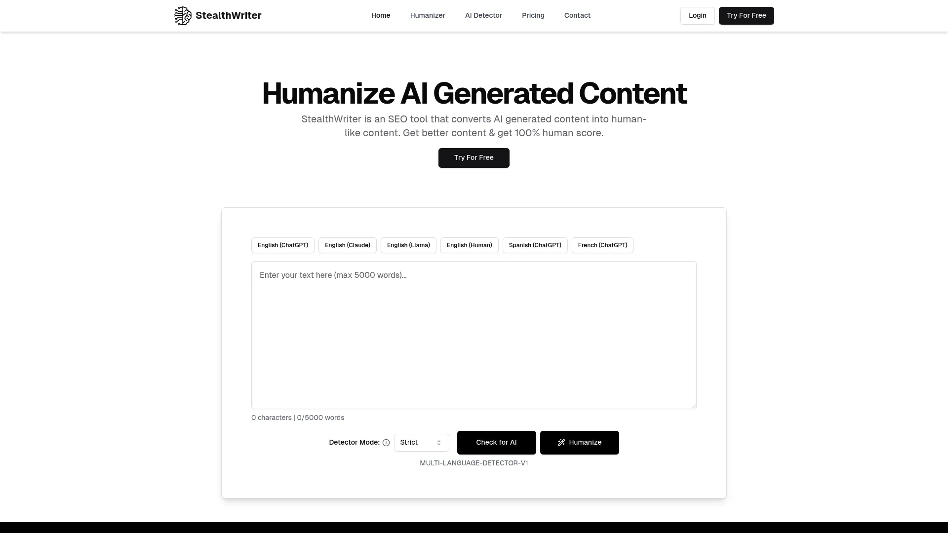 StealthWriter.ai dashboard