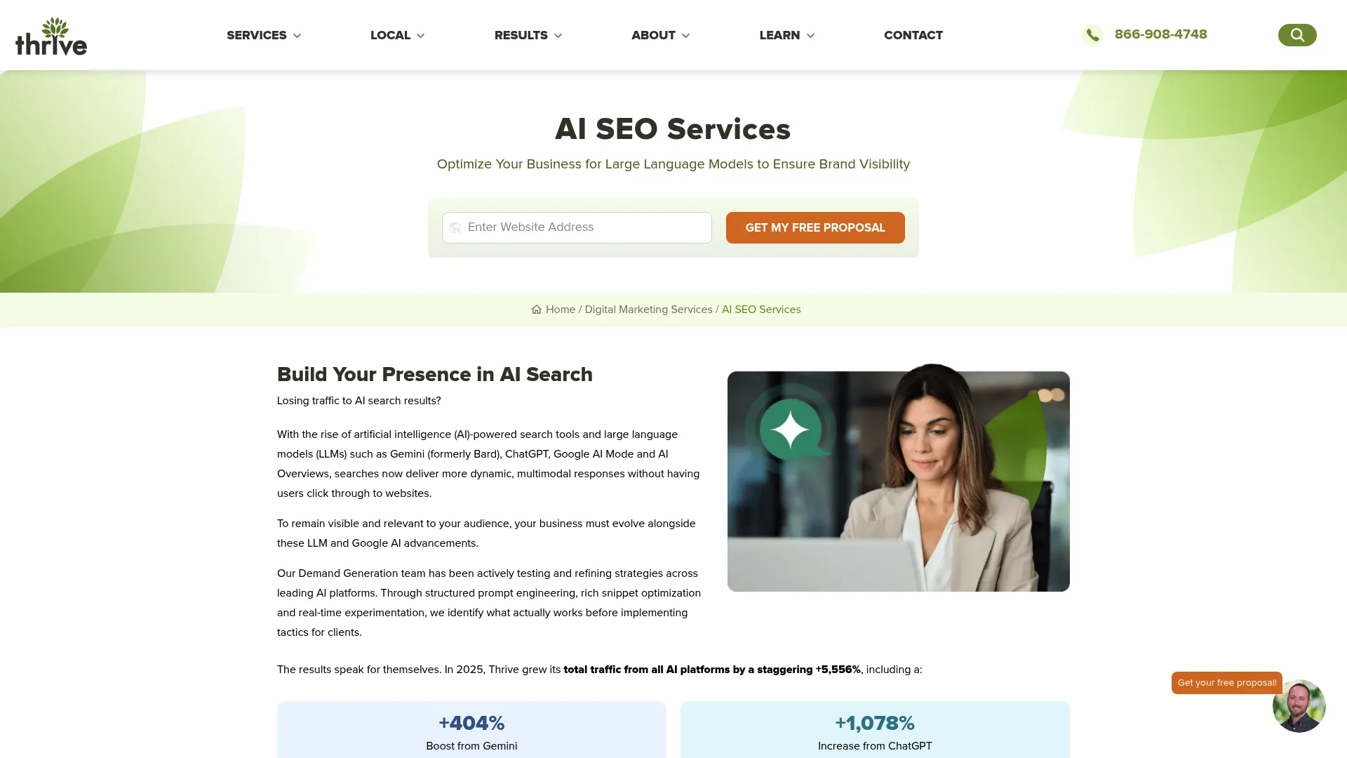 Thrive Internet Marketing Agency AI SEO services page