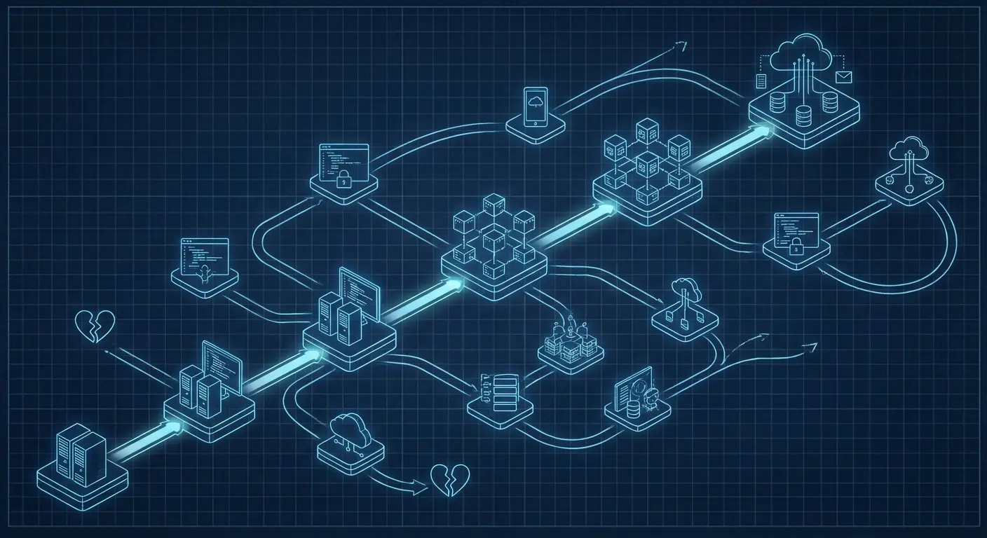 Site architecture evolution timeline diagram