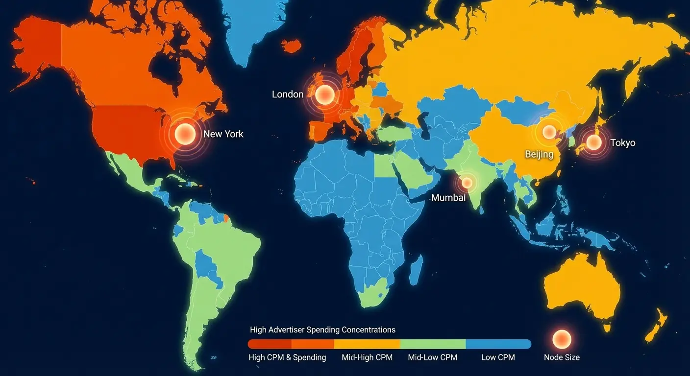 Global CPM rates by region map