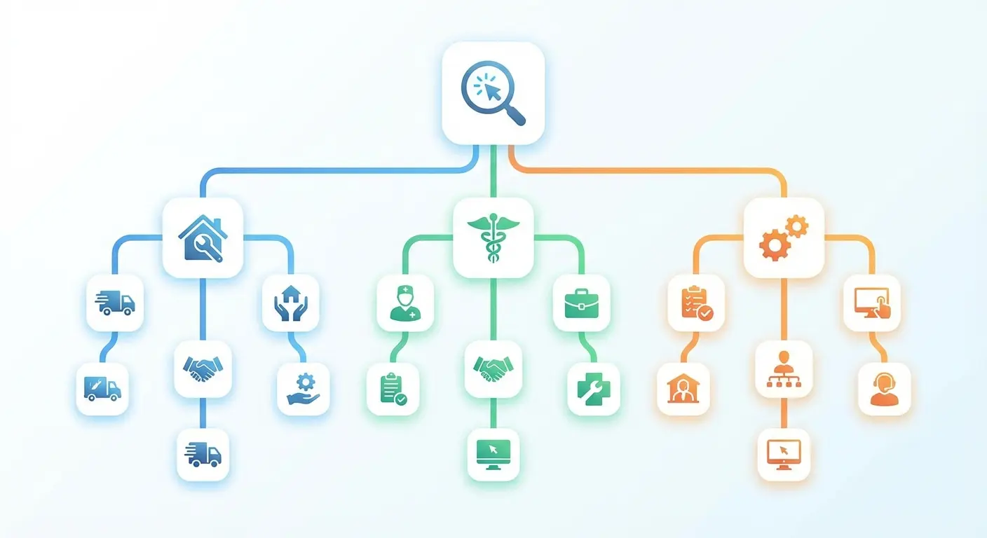 Screenshot showing service-based portfolio organization