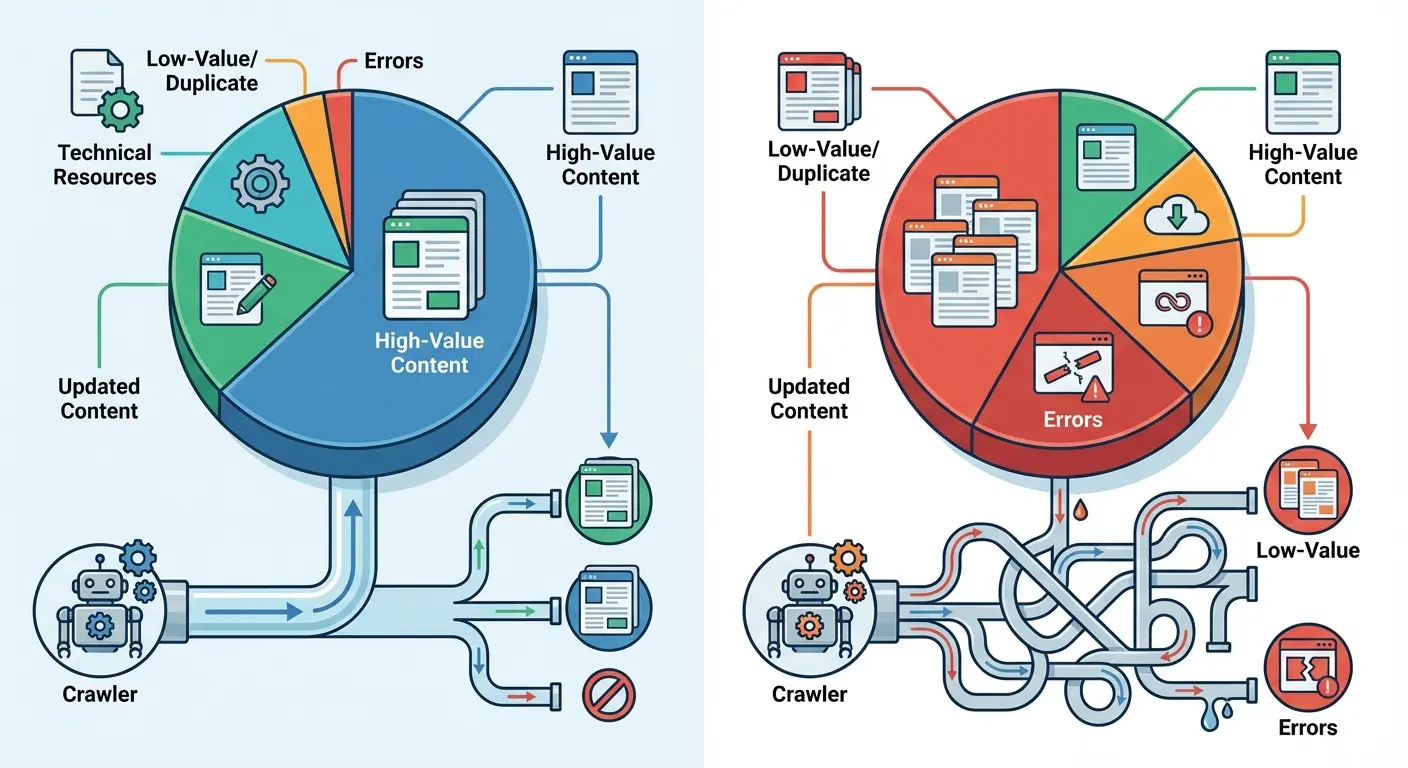 Crawl budget allocation visualization chart