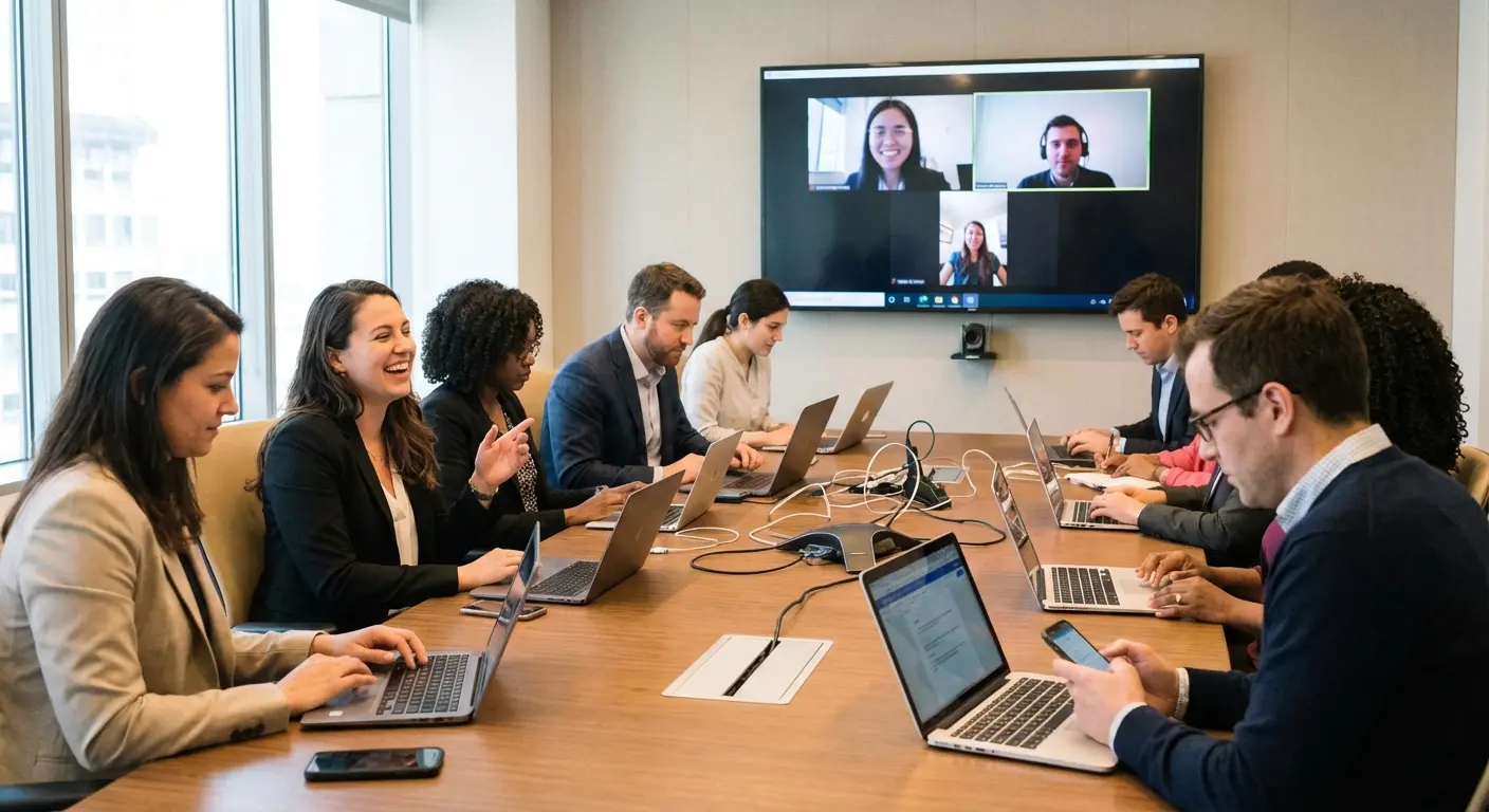 Screen attention etiquette illustration