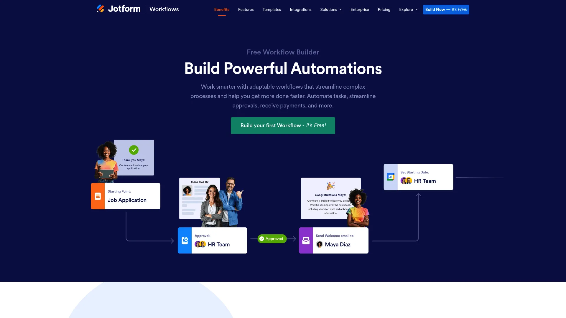 Jotform Workflows drag-and-drop interface
