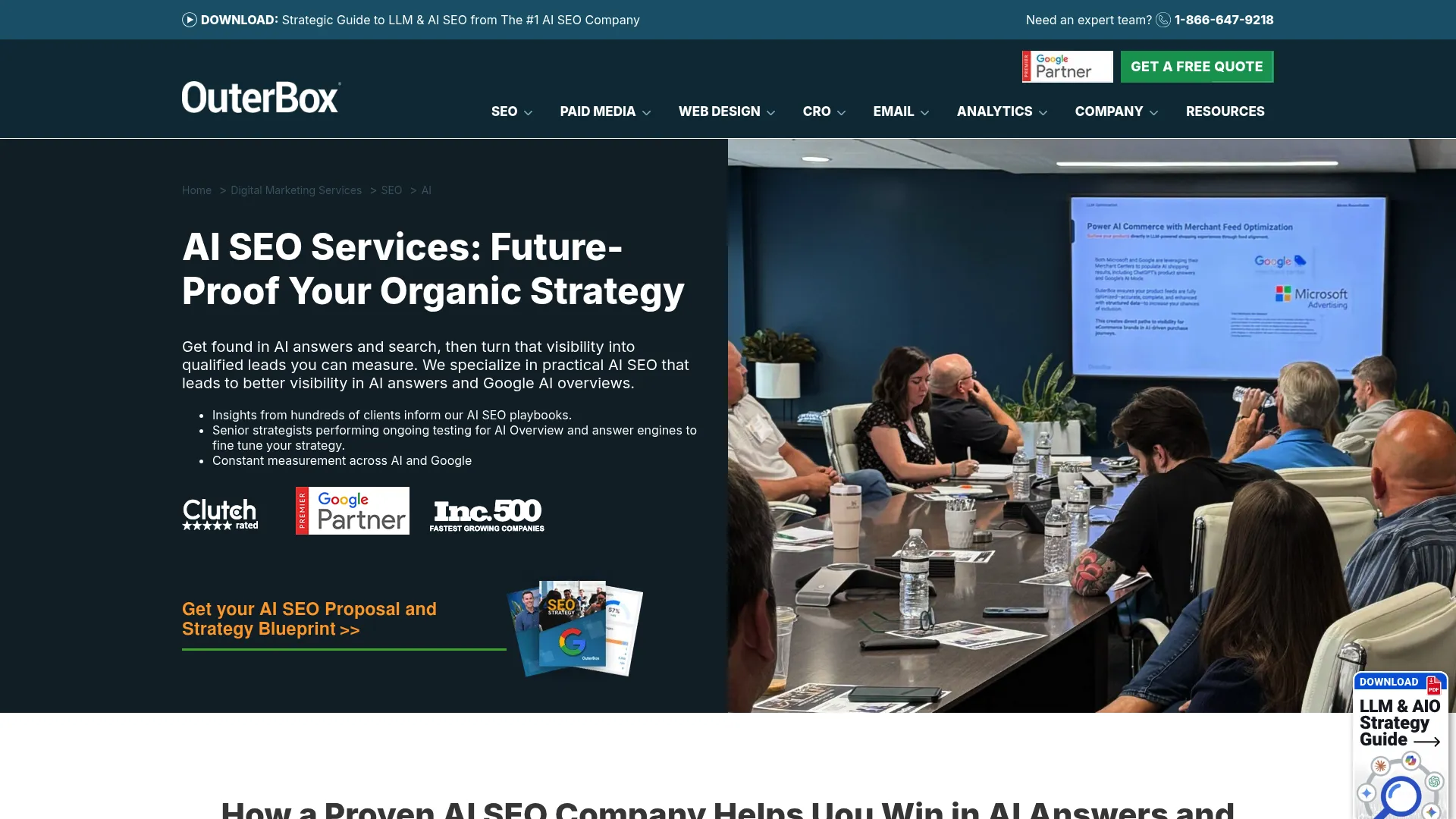 OuterBox AI SEO services page