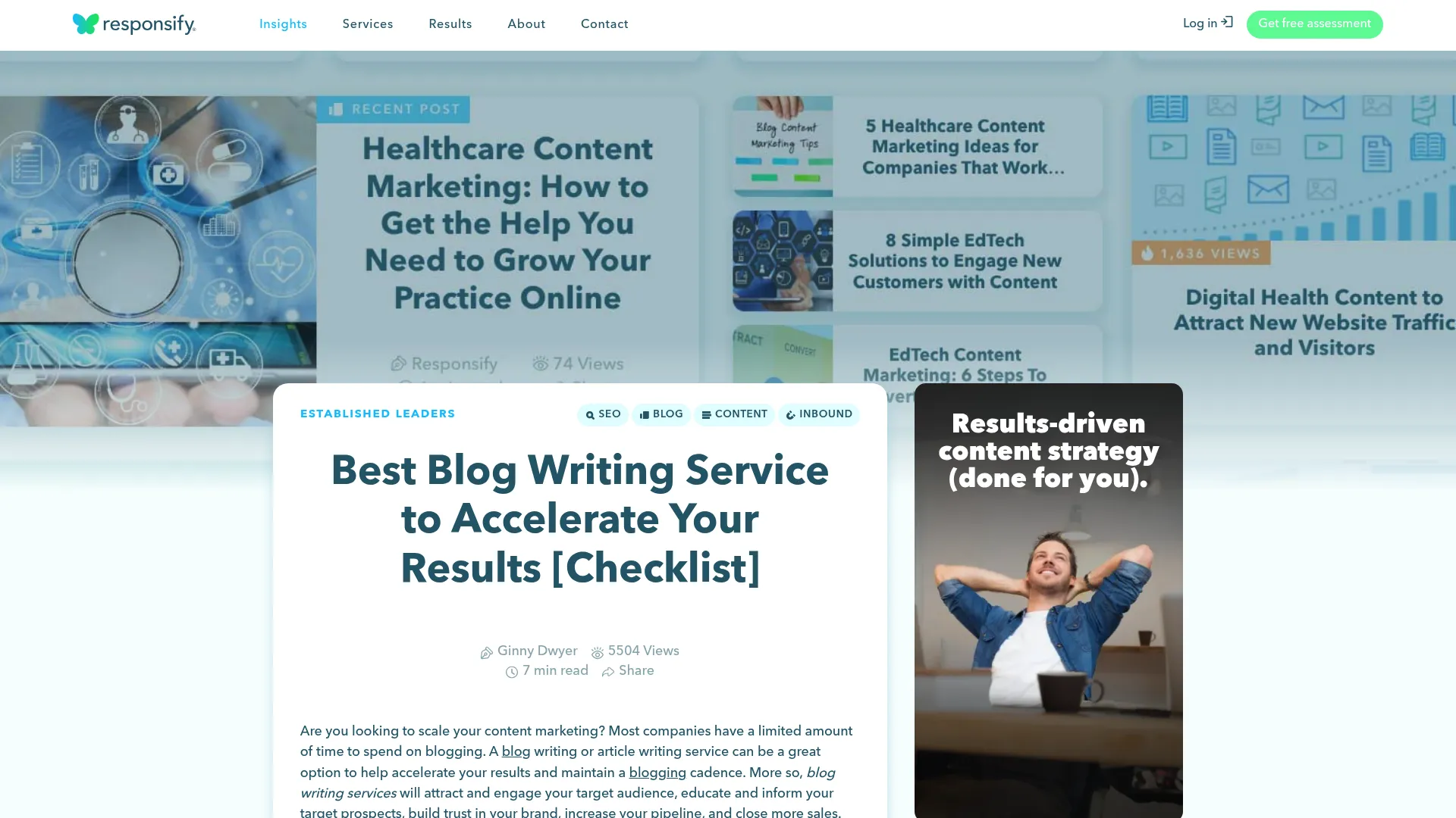 Responsify blog writing service page